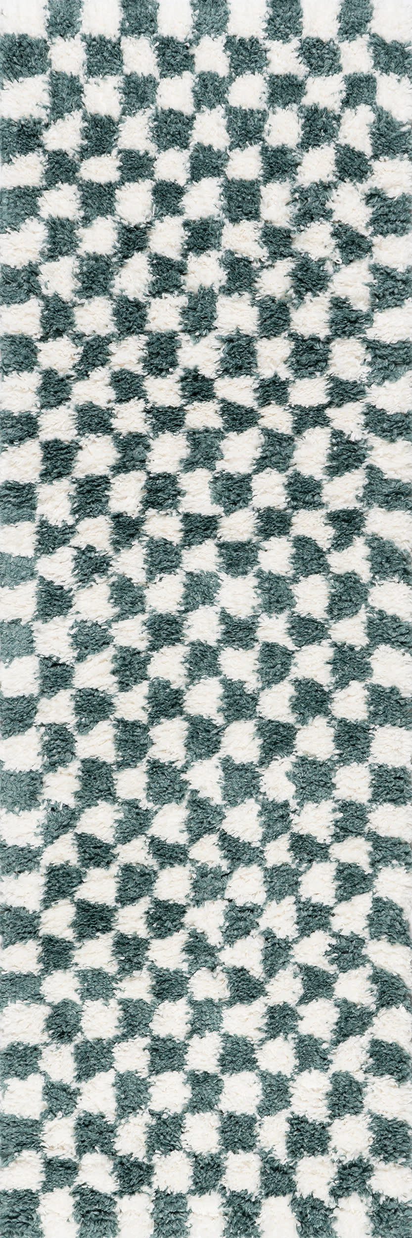 Bettie Retro Checkered Shag Rug | Green