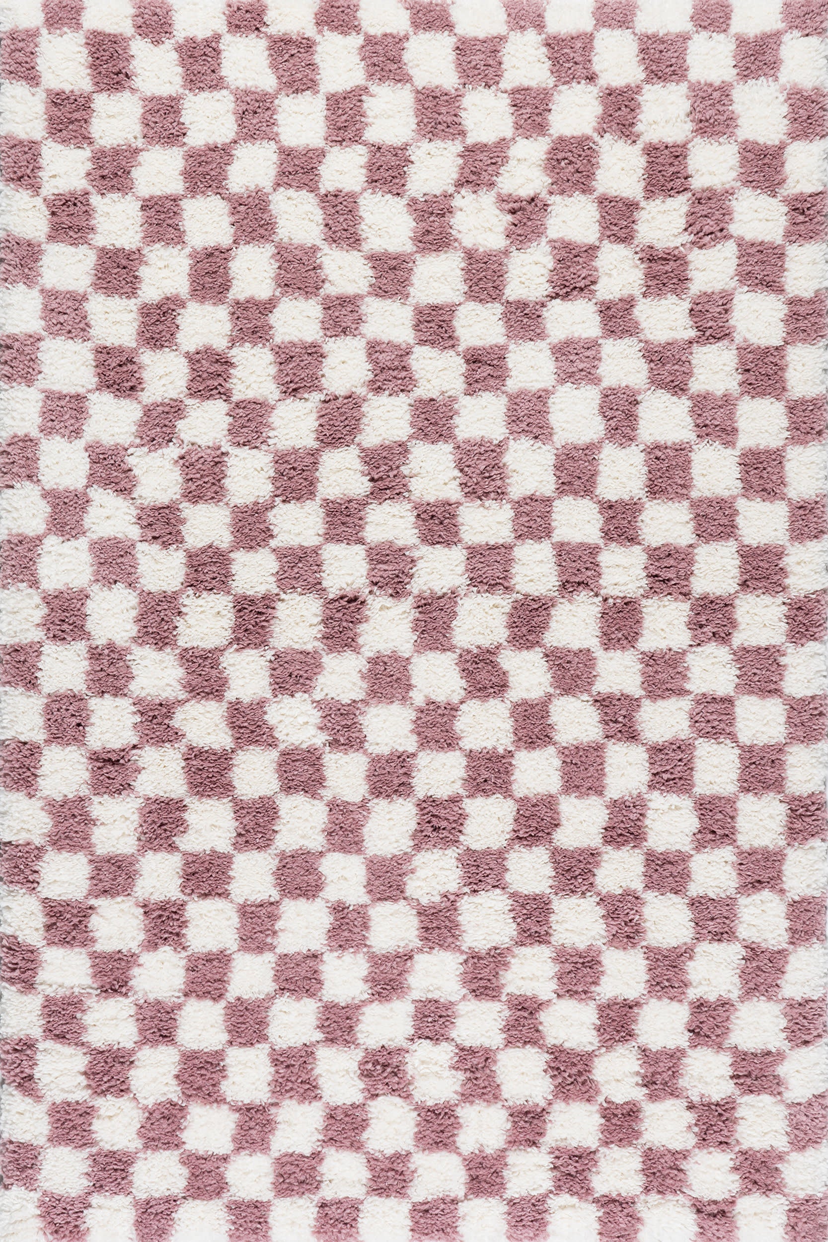 Bettie Retro Checkered Shag Rug | Pink