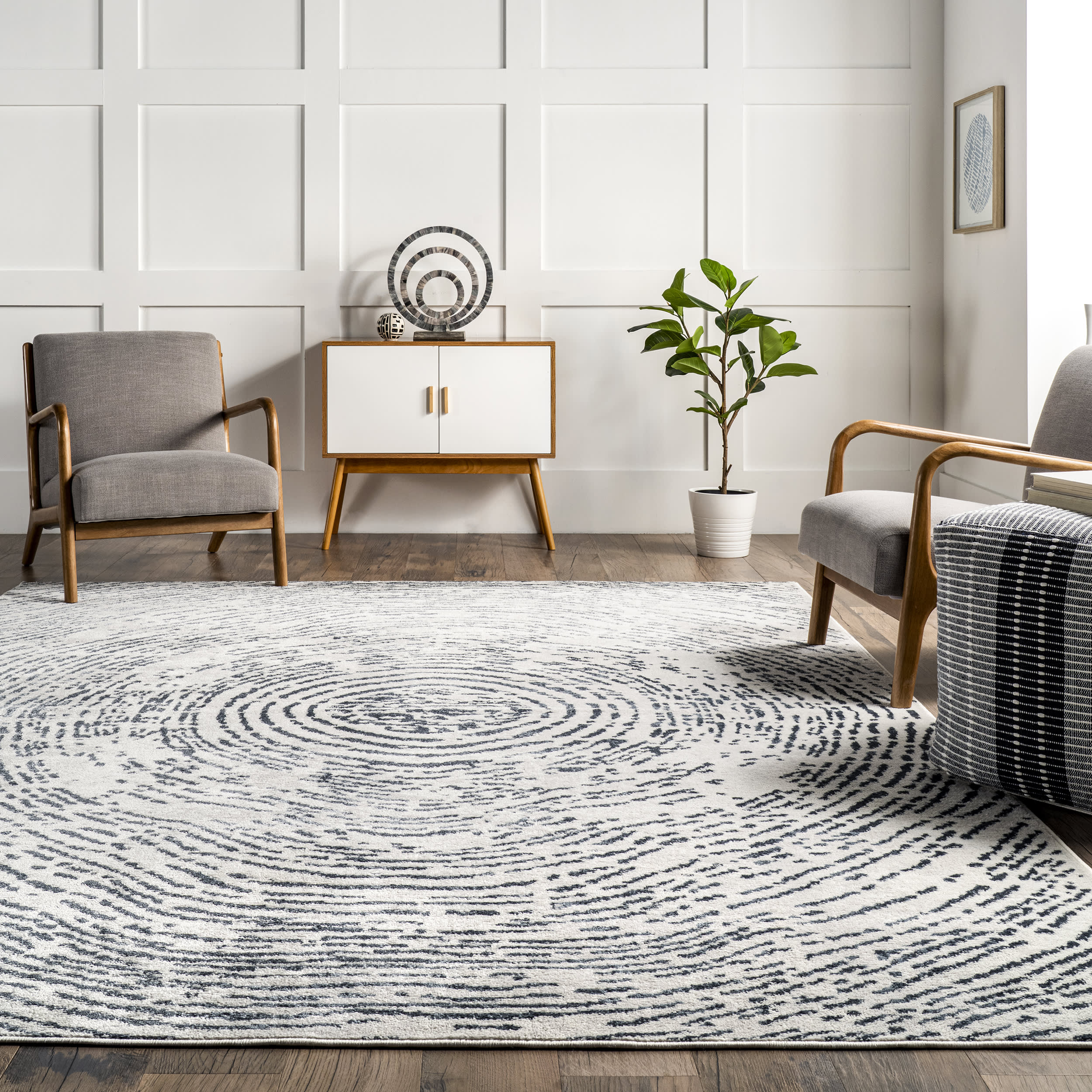 Bianca Abstract Rings Rug | Blue - Image 4