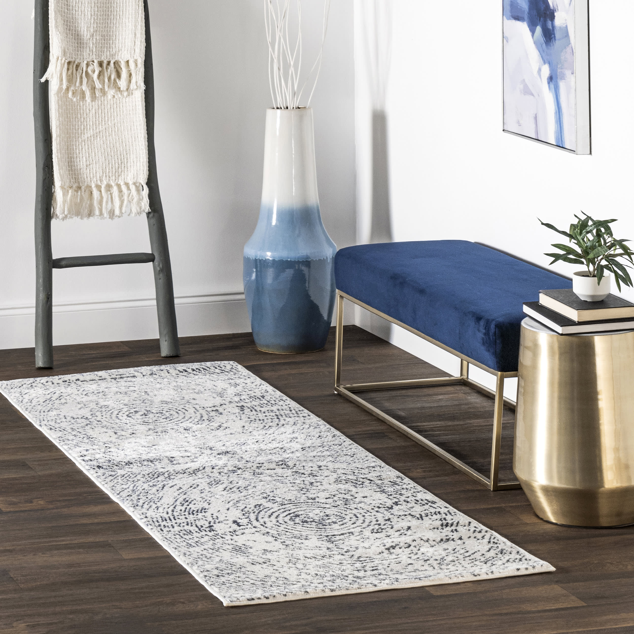 Bianca Abstract Rings Rug | Blue - Image 2