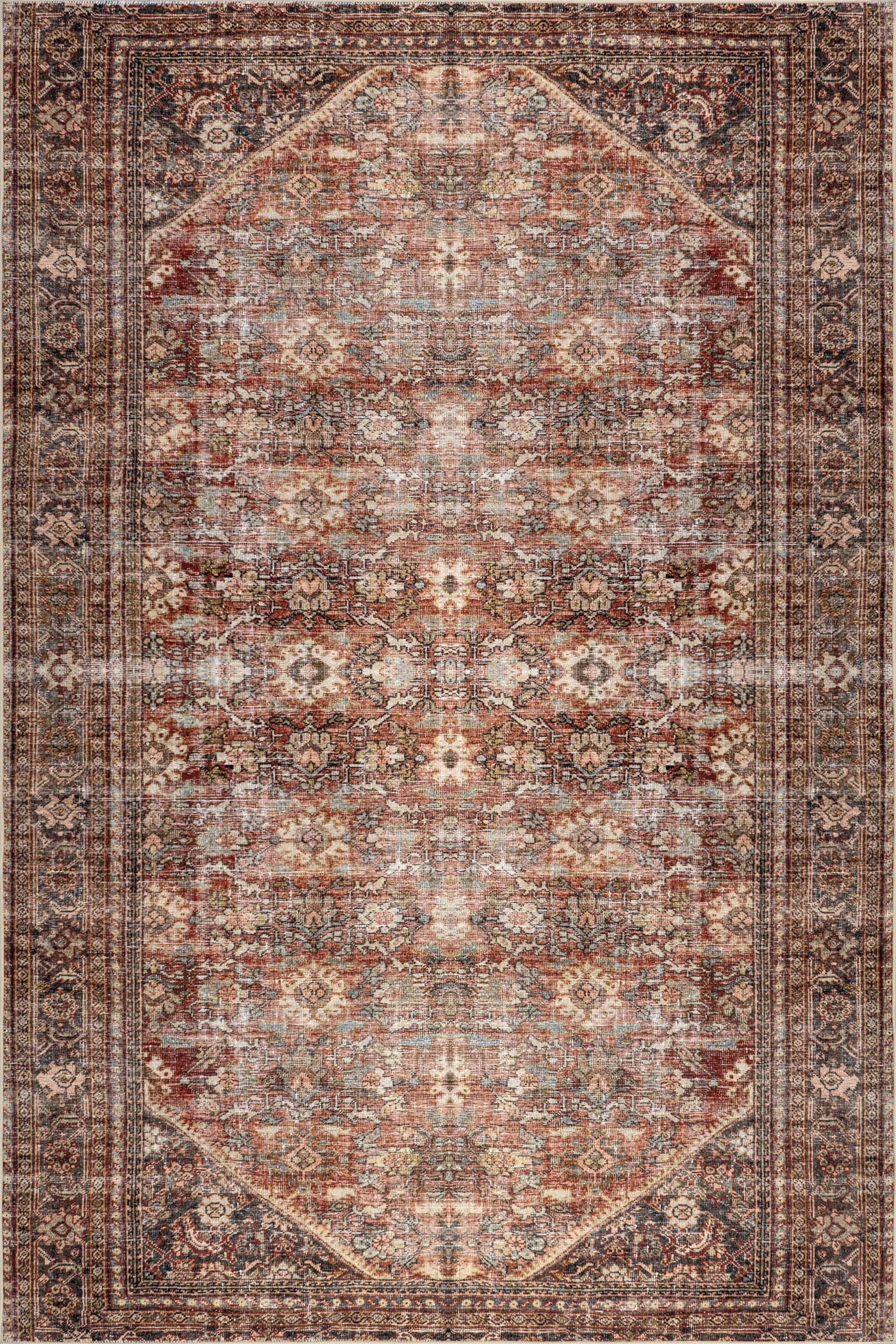 Birch Medallion Washable Rug | Dark Green