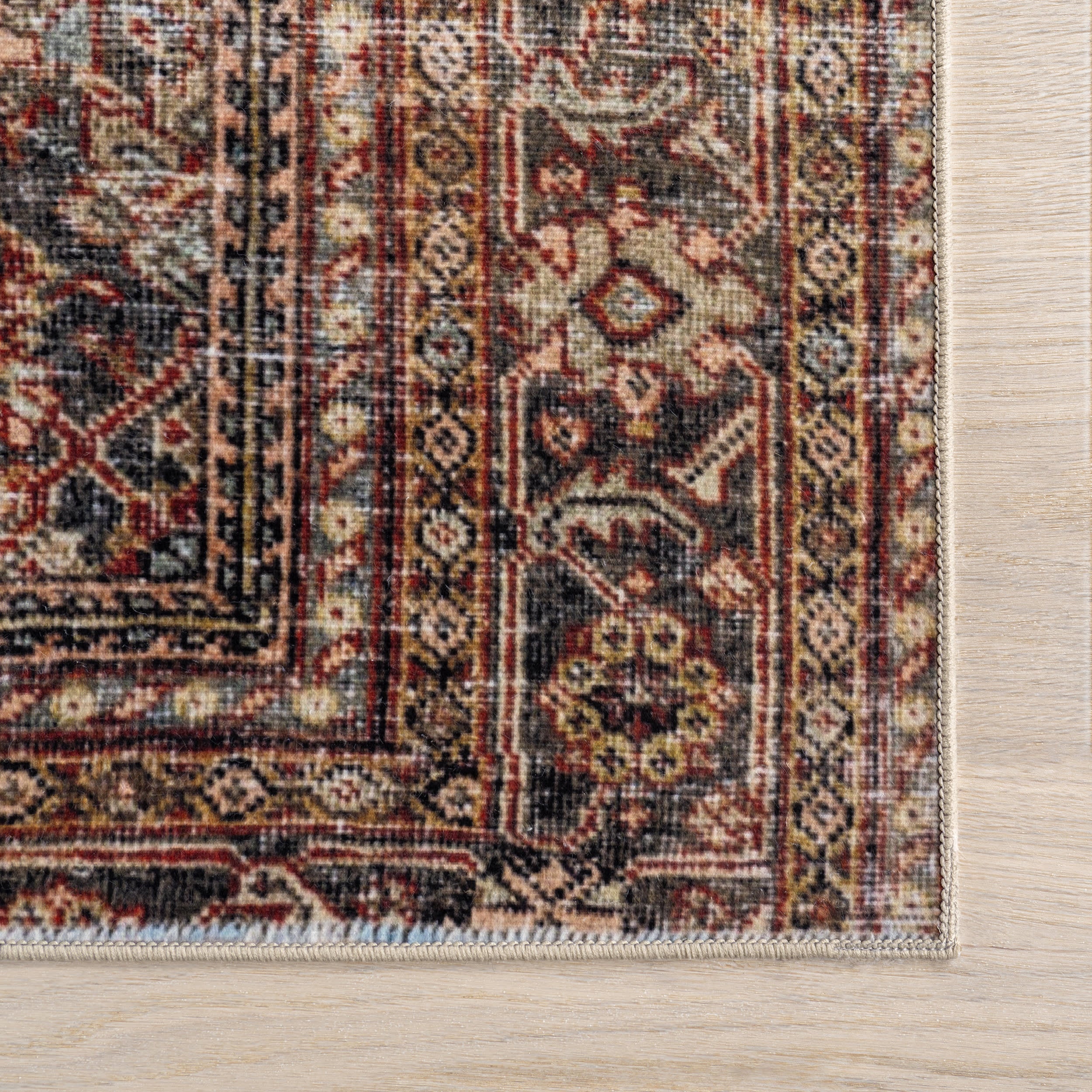 Birch Medallion Washable Rug | Dark Green - Image 4