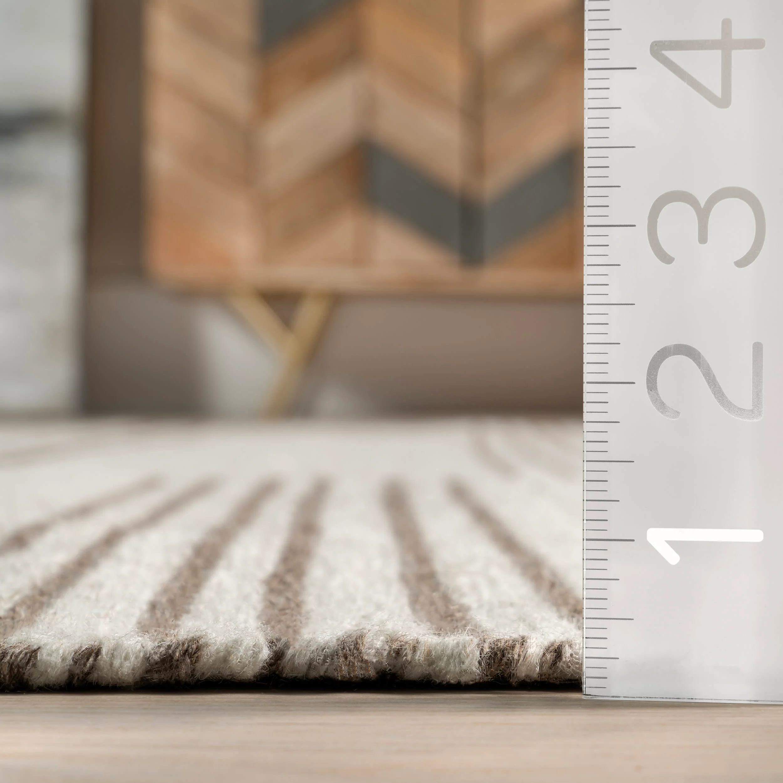 Birchwood Reversible Striped Wool Rug | Dark Beige - Image 5