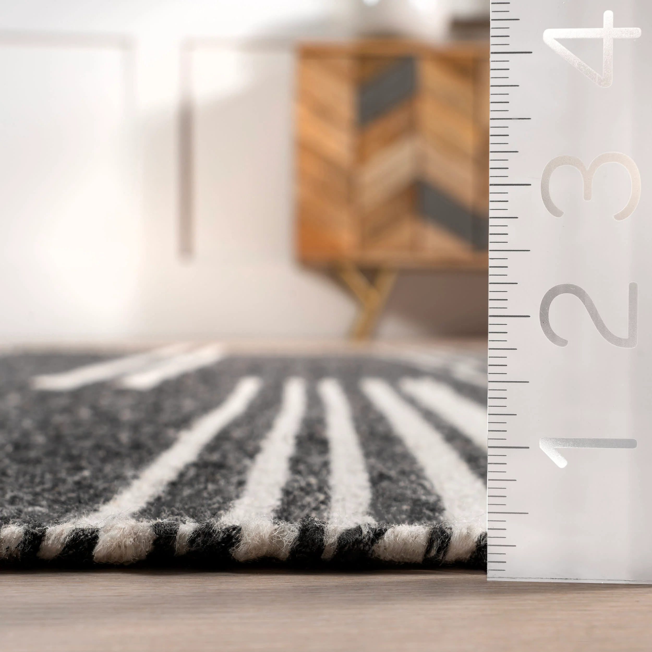 Birchwood Reversible Striped Wool Rug | Dark Grey - Image 4