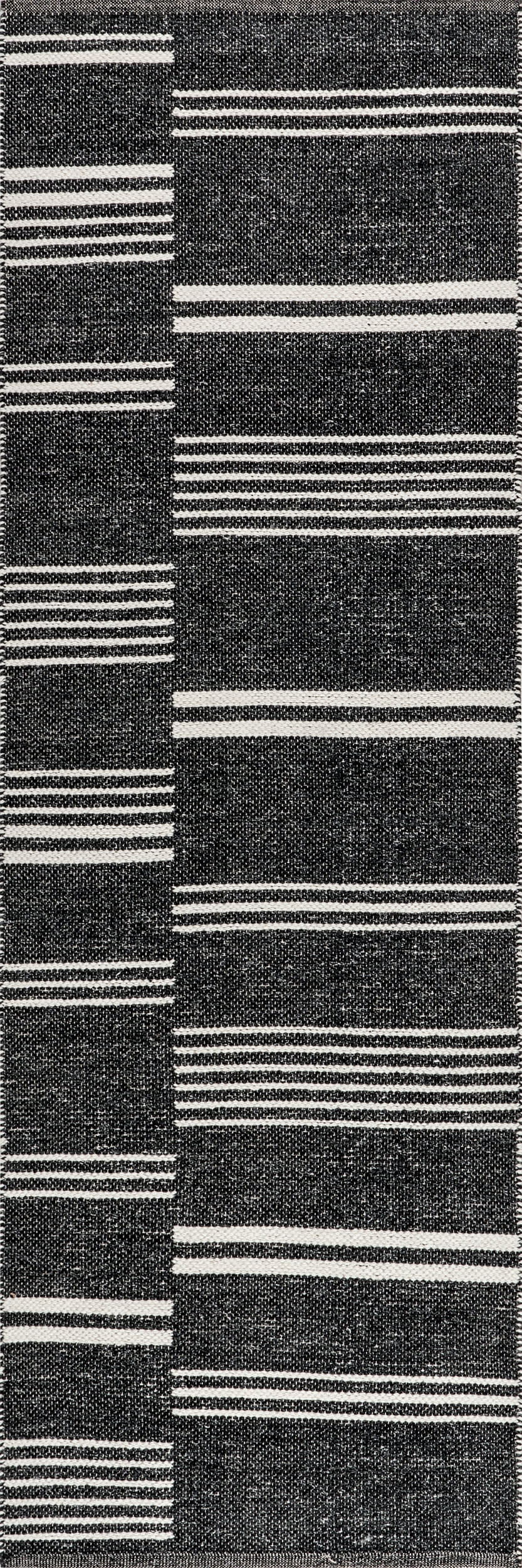 Birchwood Reversible Striped Wool Rug | Dark Grey