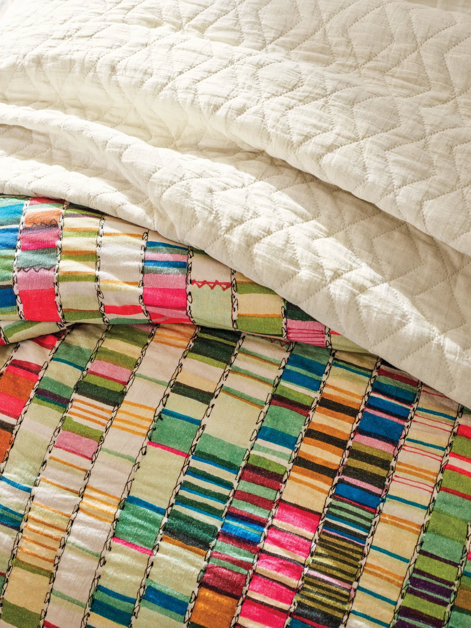 Penelope Stripe Coverlet | Multi - Image 3