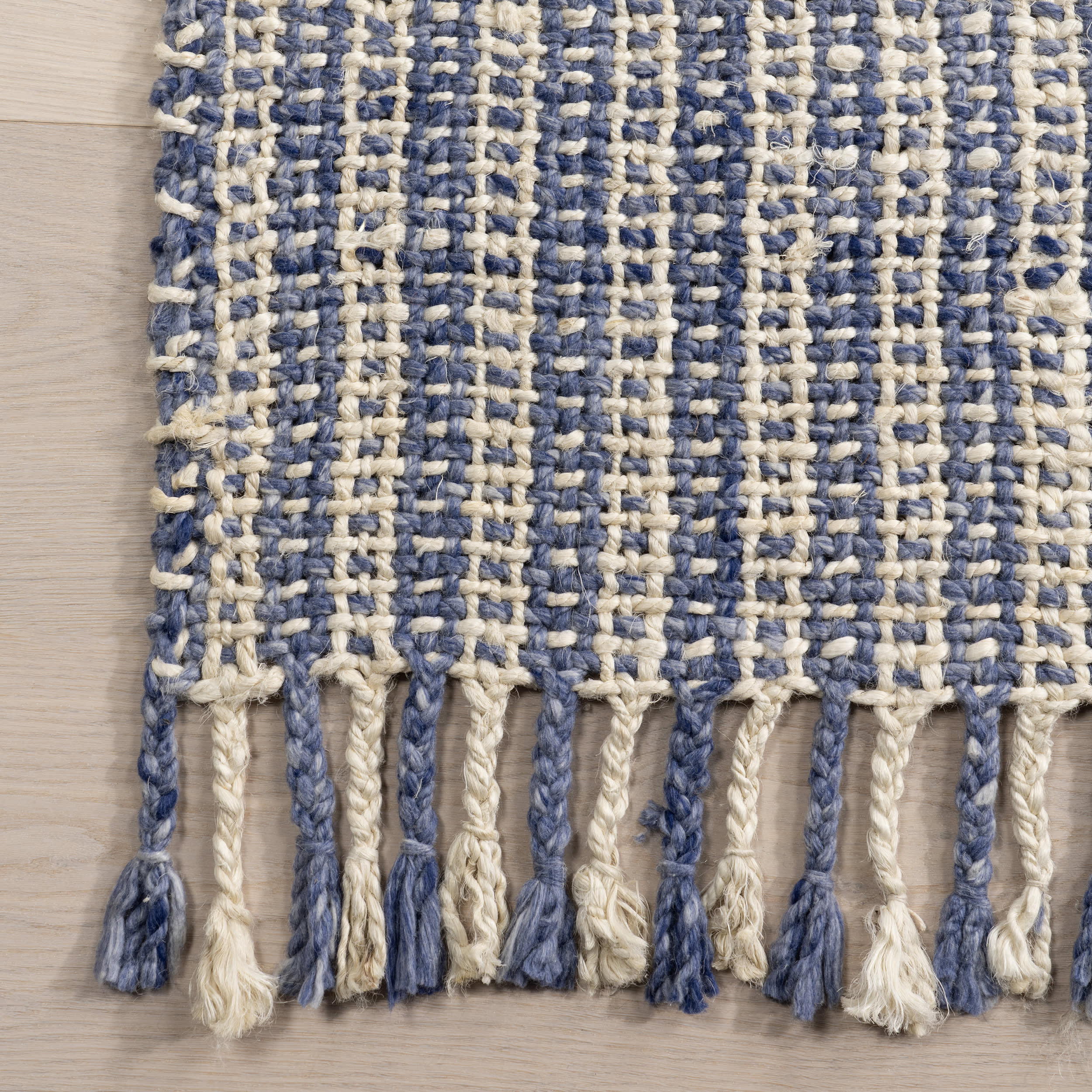 Birdie Rustic Braided Tassel Rug | Light Blue - Image 4