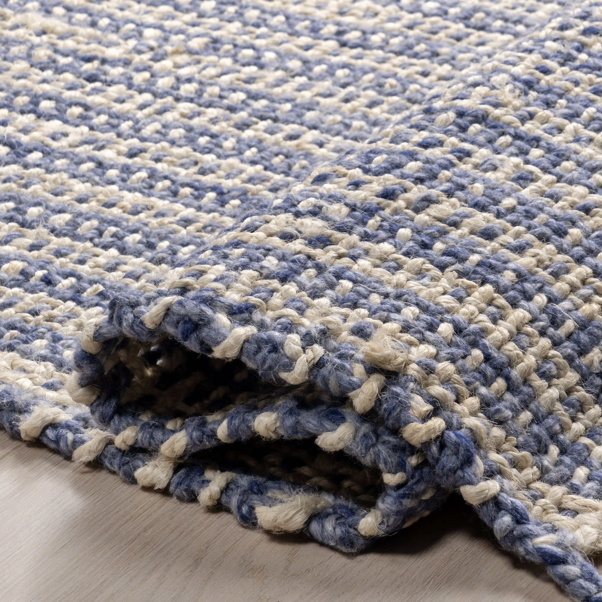 Birdie Rustic Braided Tassel Rug | Light Blue - Image 9