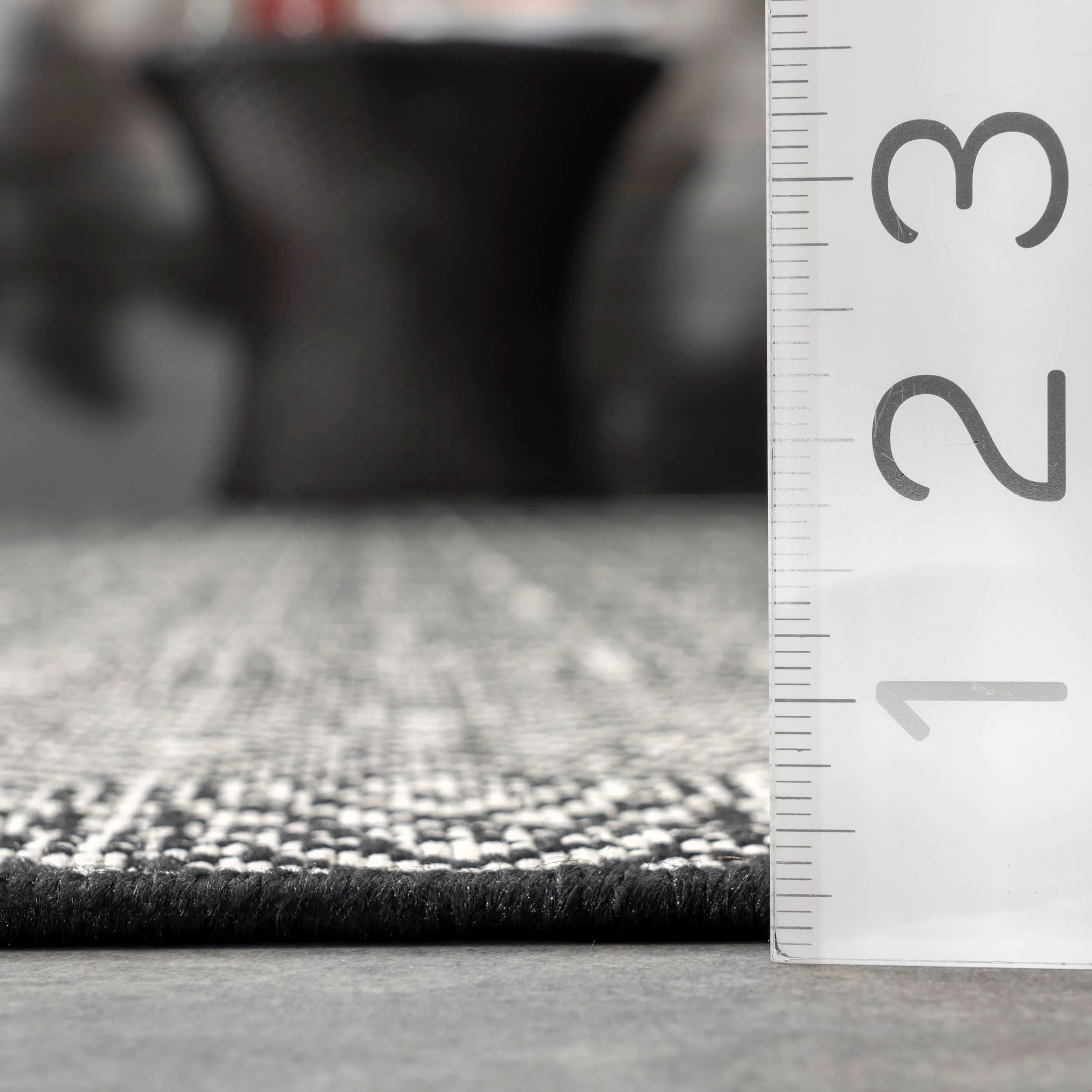 Birdseye Striped Indoor/Outdoor Rug | Black - Image 5