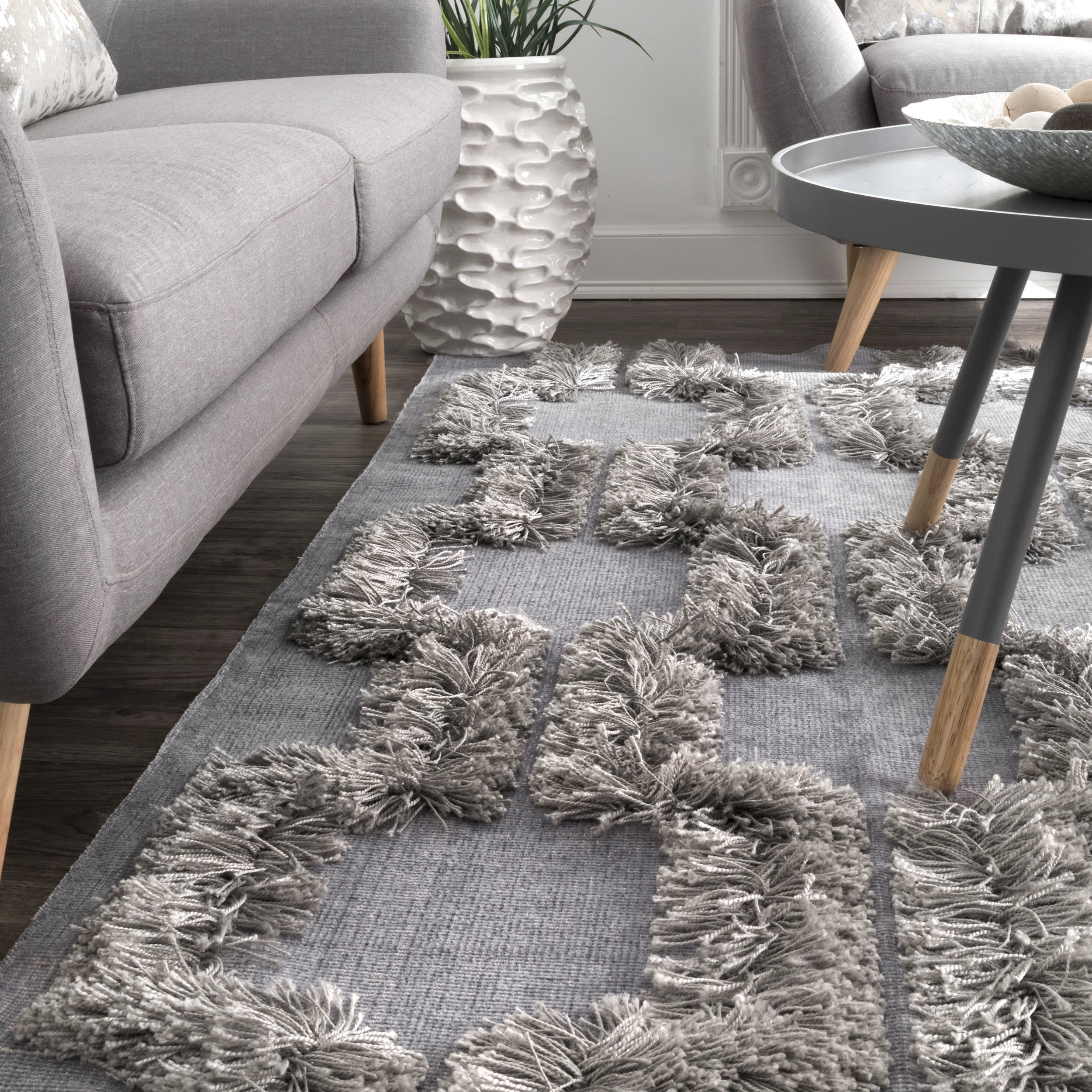 Bloc Shag Rug | Silver - Image 4