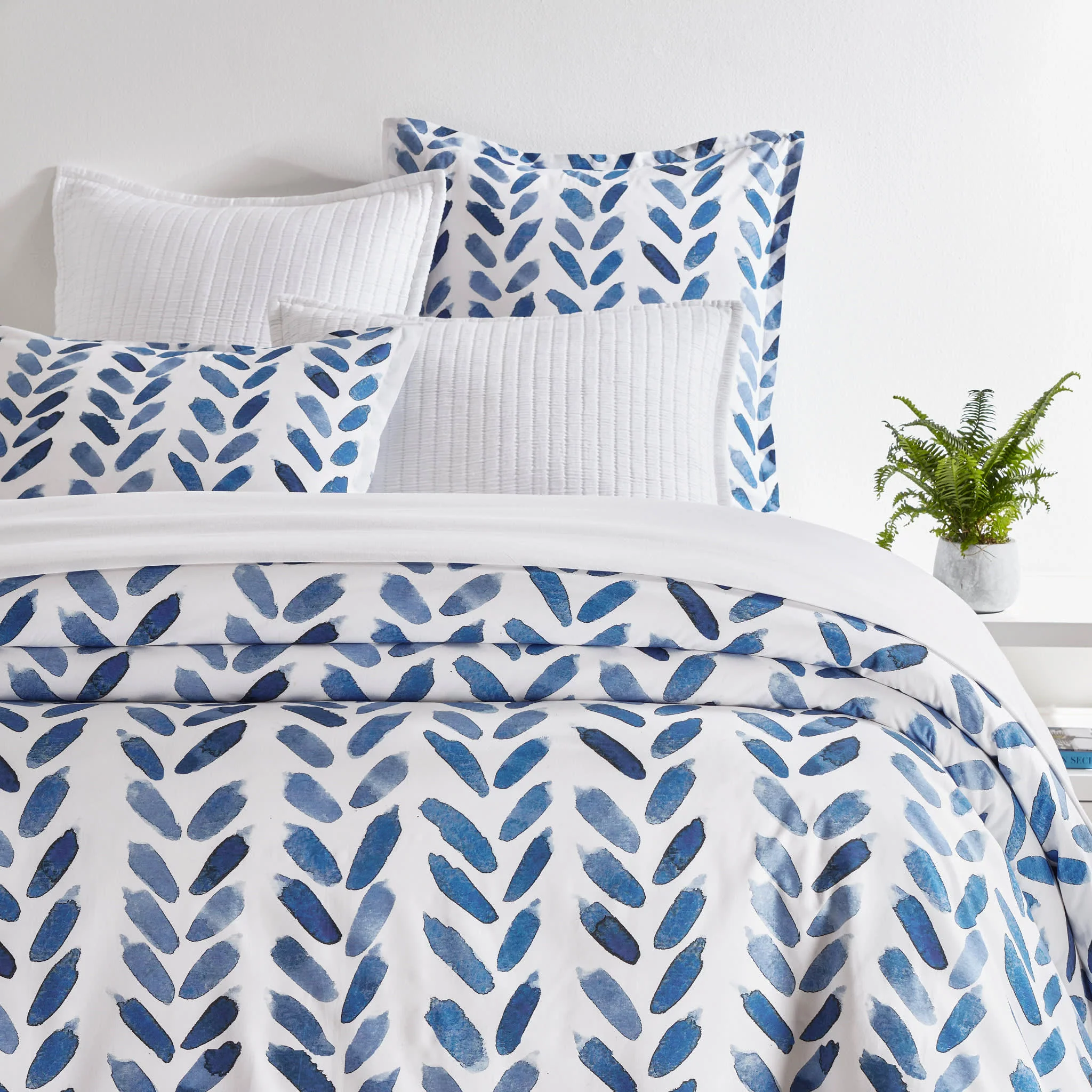 Blue Brush Duvet Cover | White/Blue