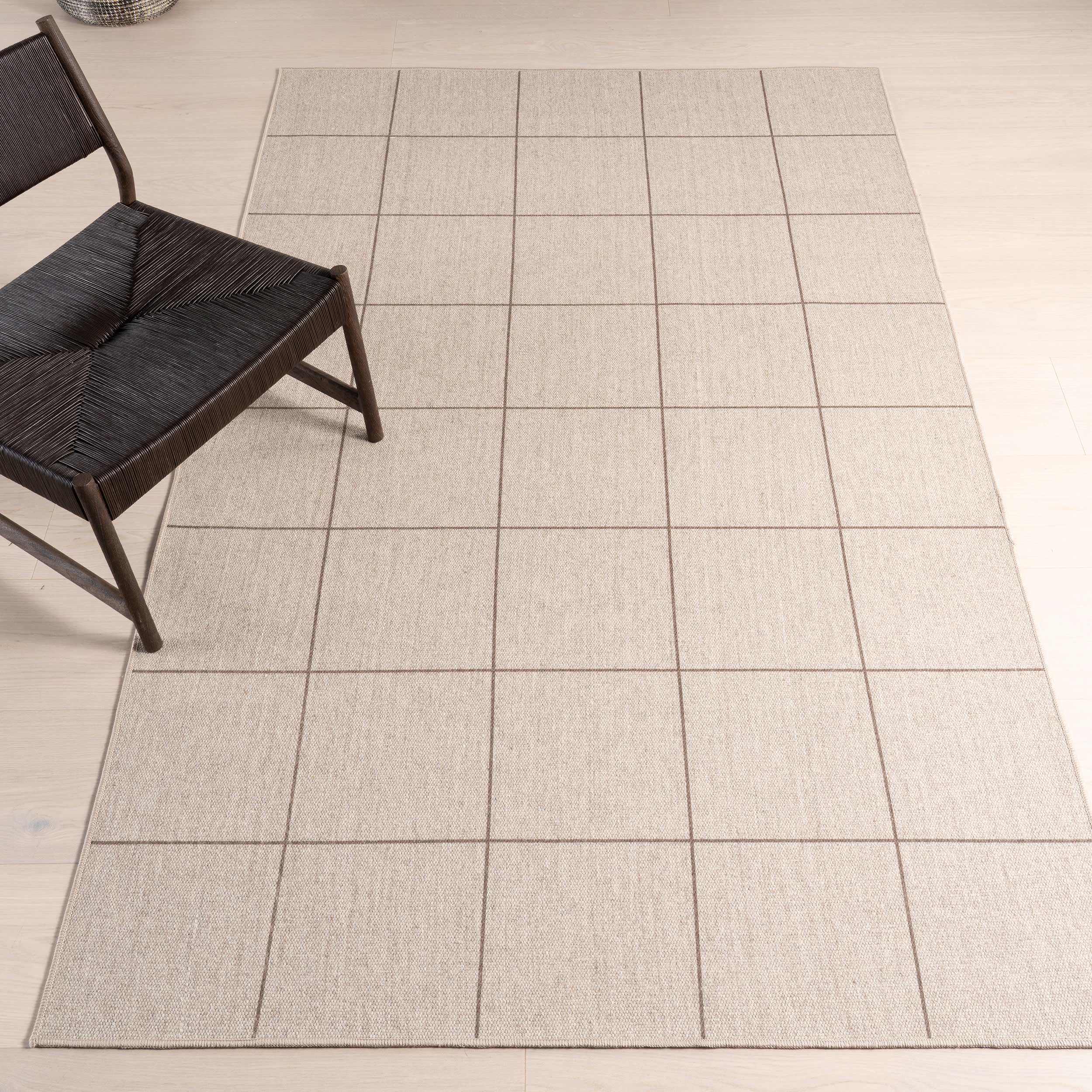 Blythe Checkered Washable Rug | Beige - Image 2