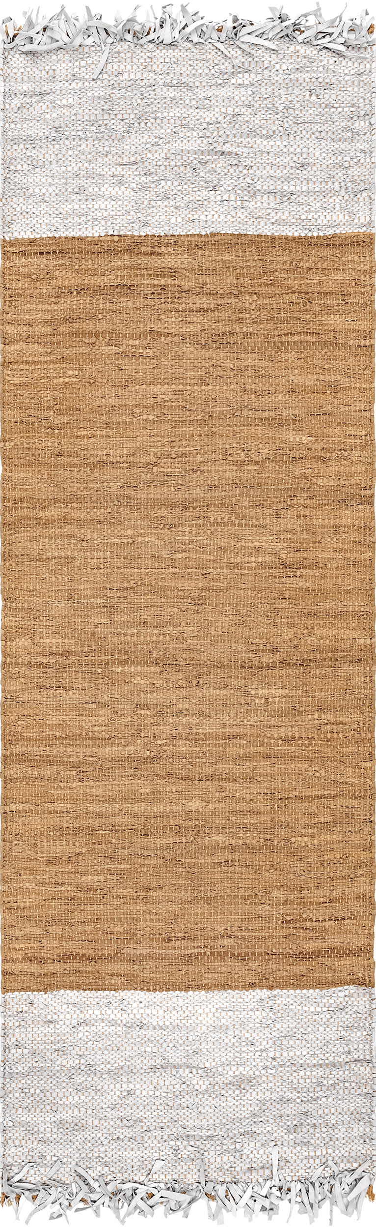 Bordered Leather Tassel Rug | Natural