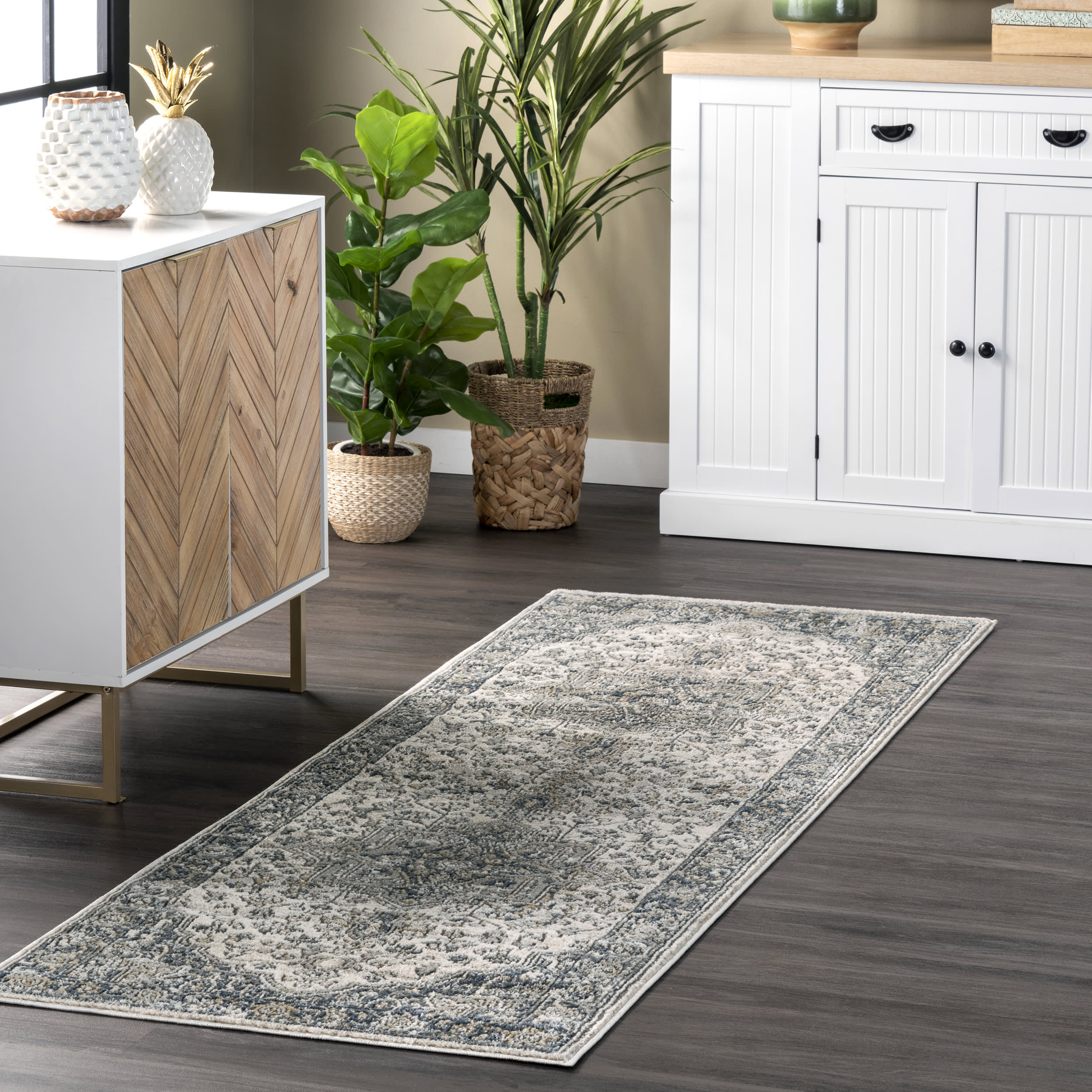 Bordered Medallion Rug | Grey - Image 2