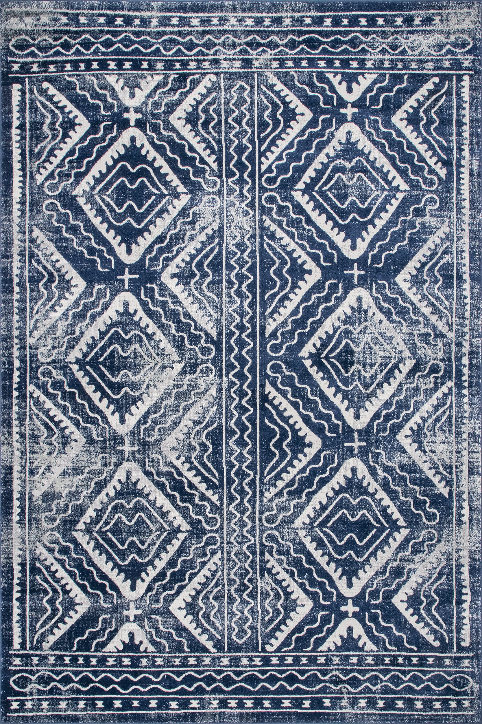 Bordered Trellis Rug | Blue