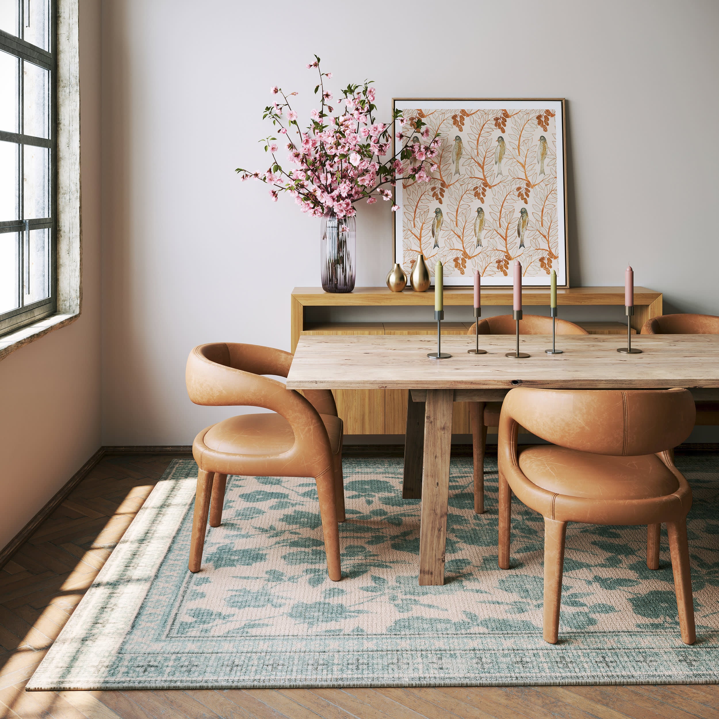 Botanica Hand Tufted Botanical Wool-Blend Rug | Teal - Image 7