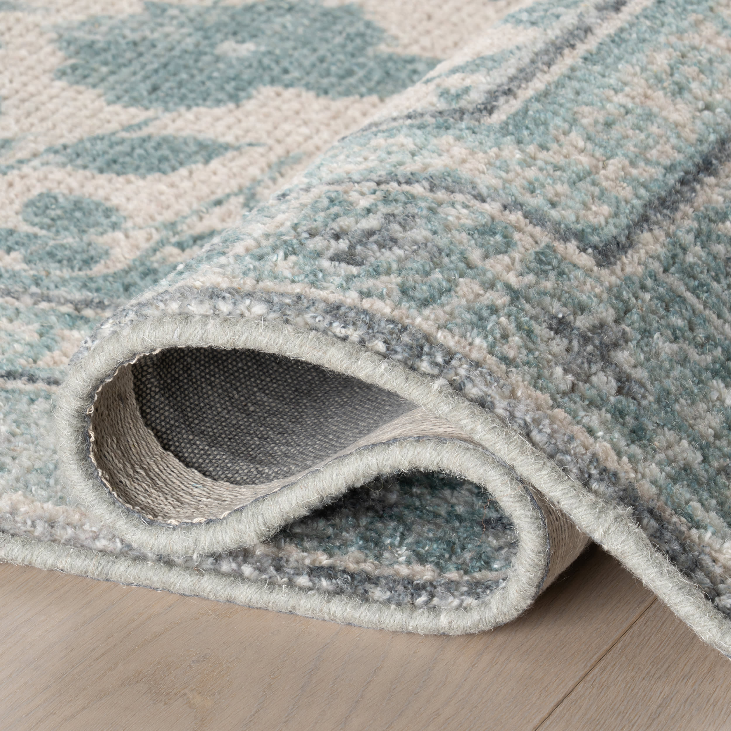 Botanica Hand Tufted Botanical Wool-Blend Rug | Teal - Image 8