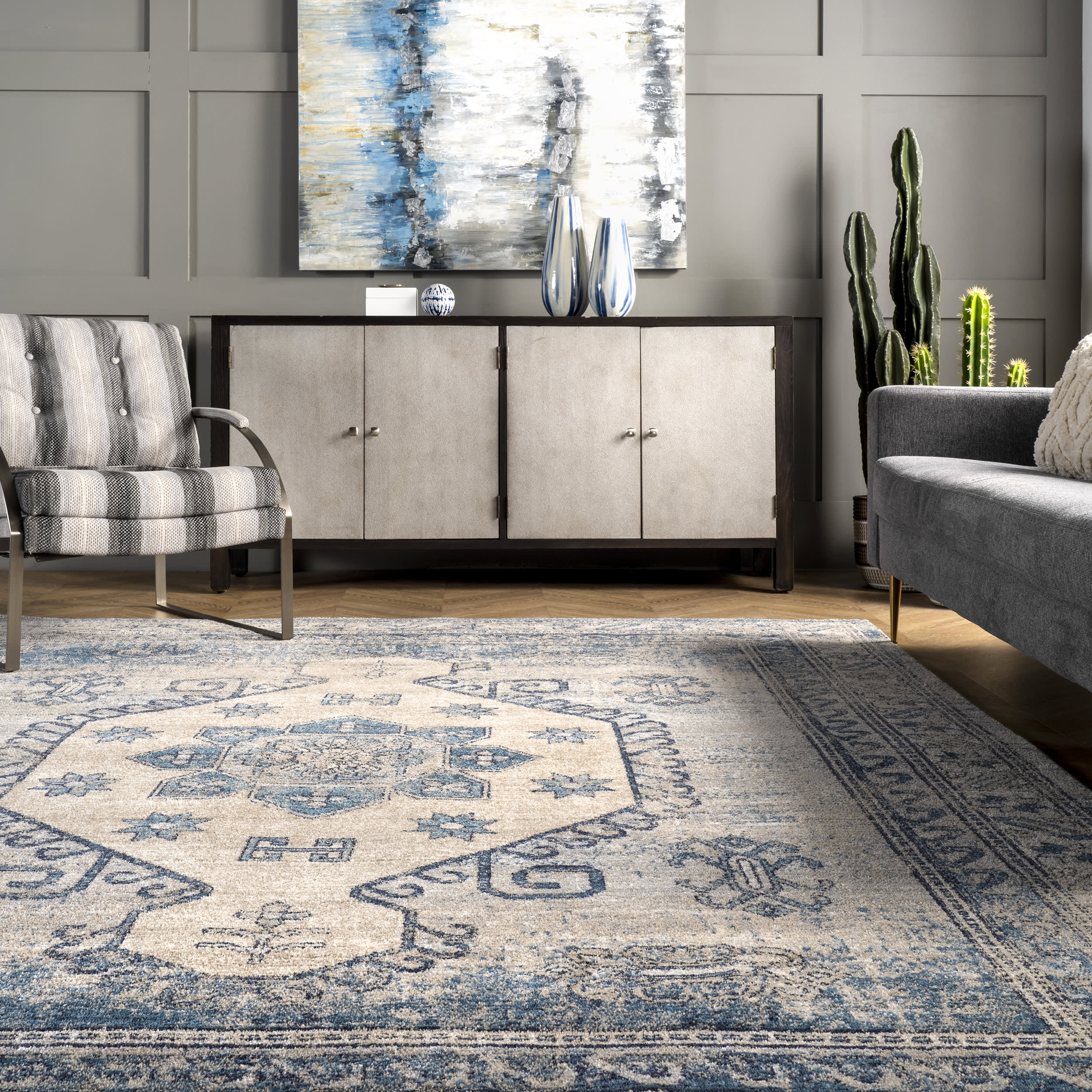 Bounded Blossom Rug | Blue - Image 4