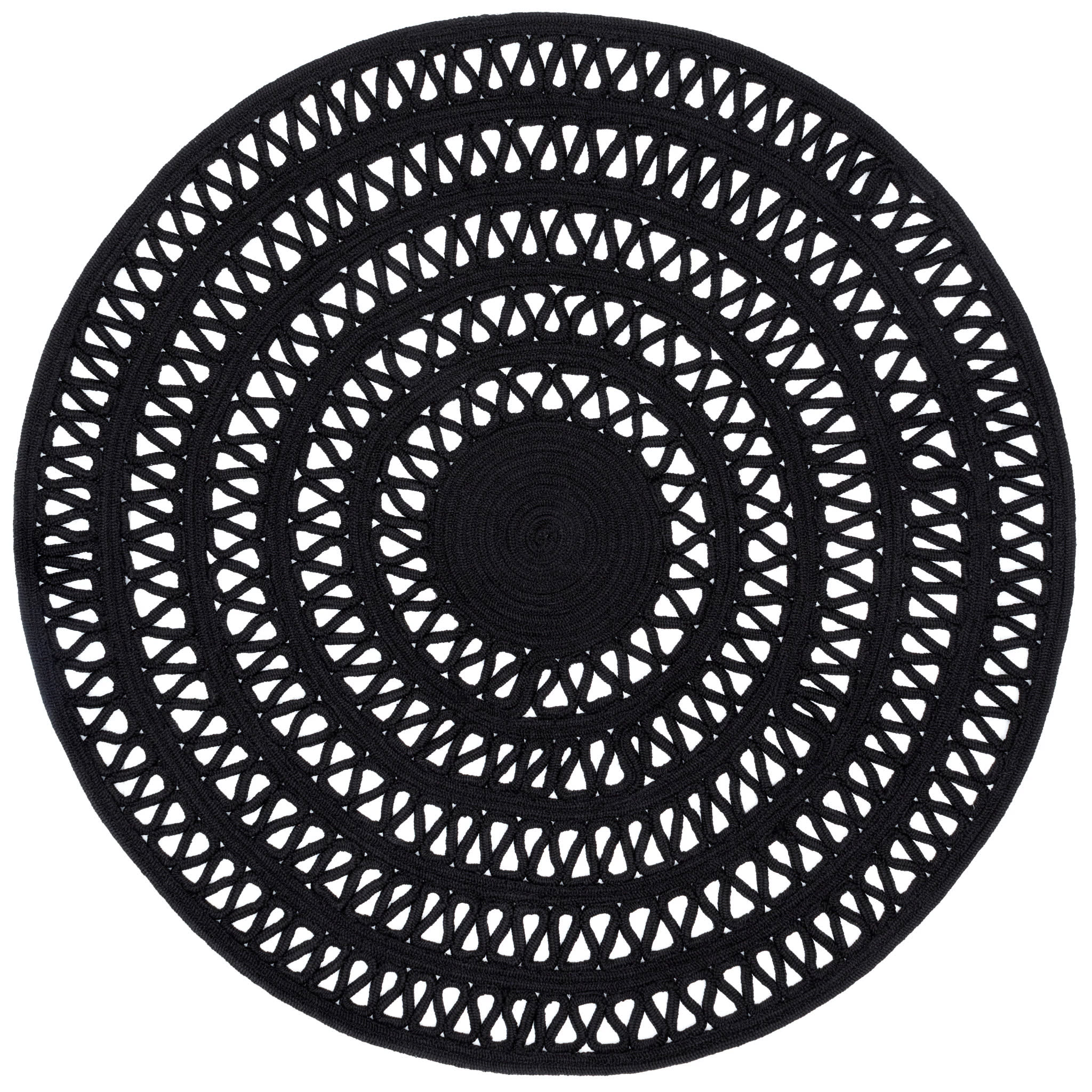 Bowline Handwoven Indoor/Outdoor Round Rug | Black