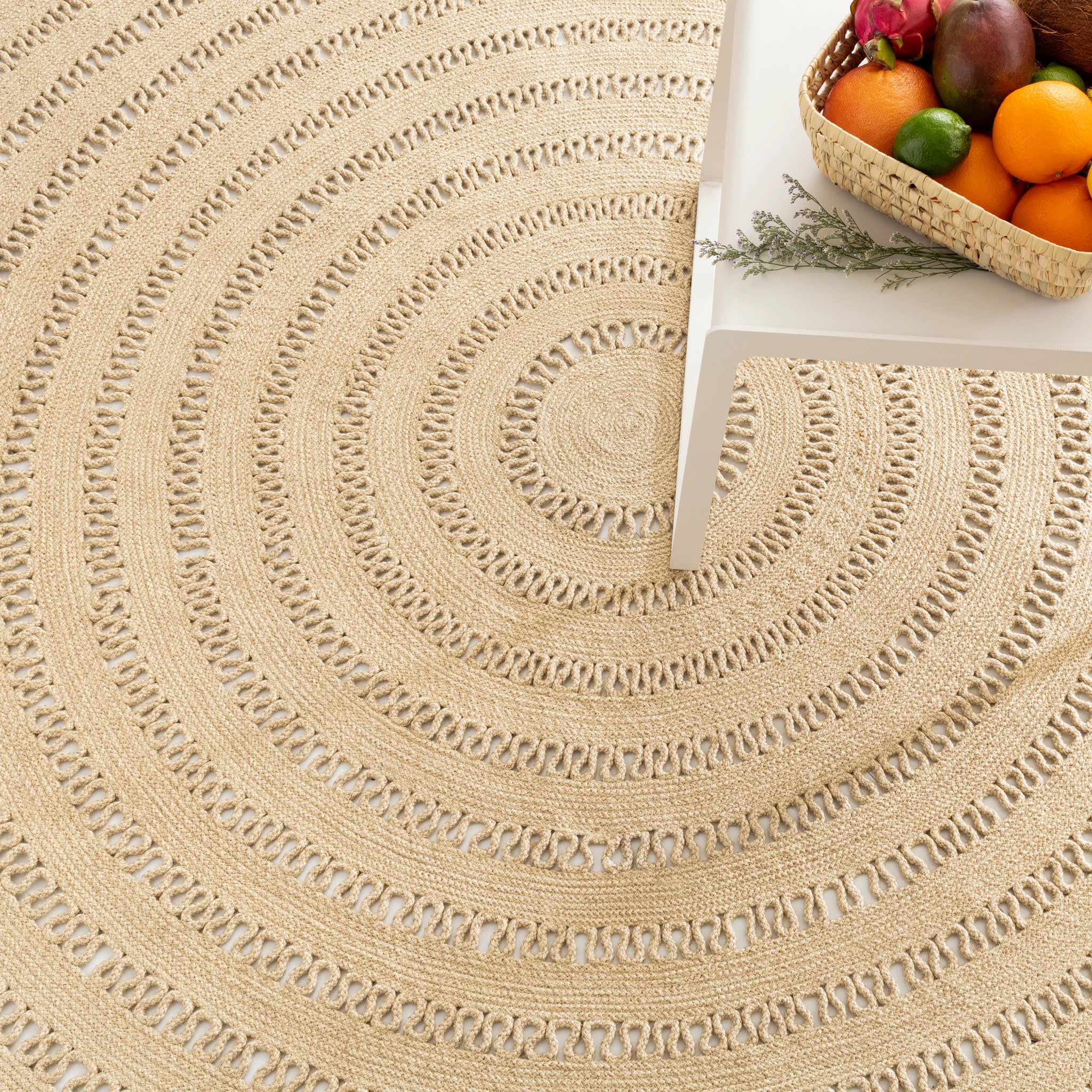 Bowline Handwoven Indoor/Outdoor Round Rug | Natural - Image 3