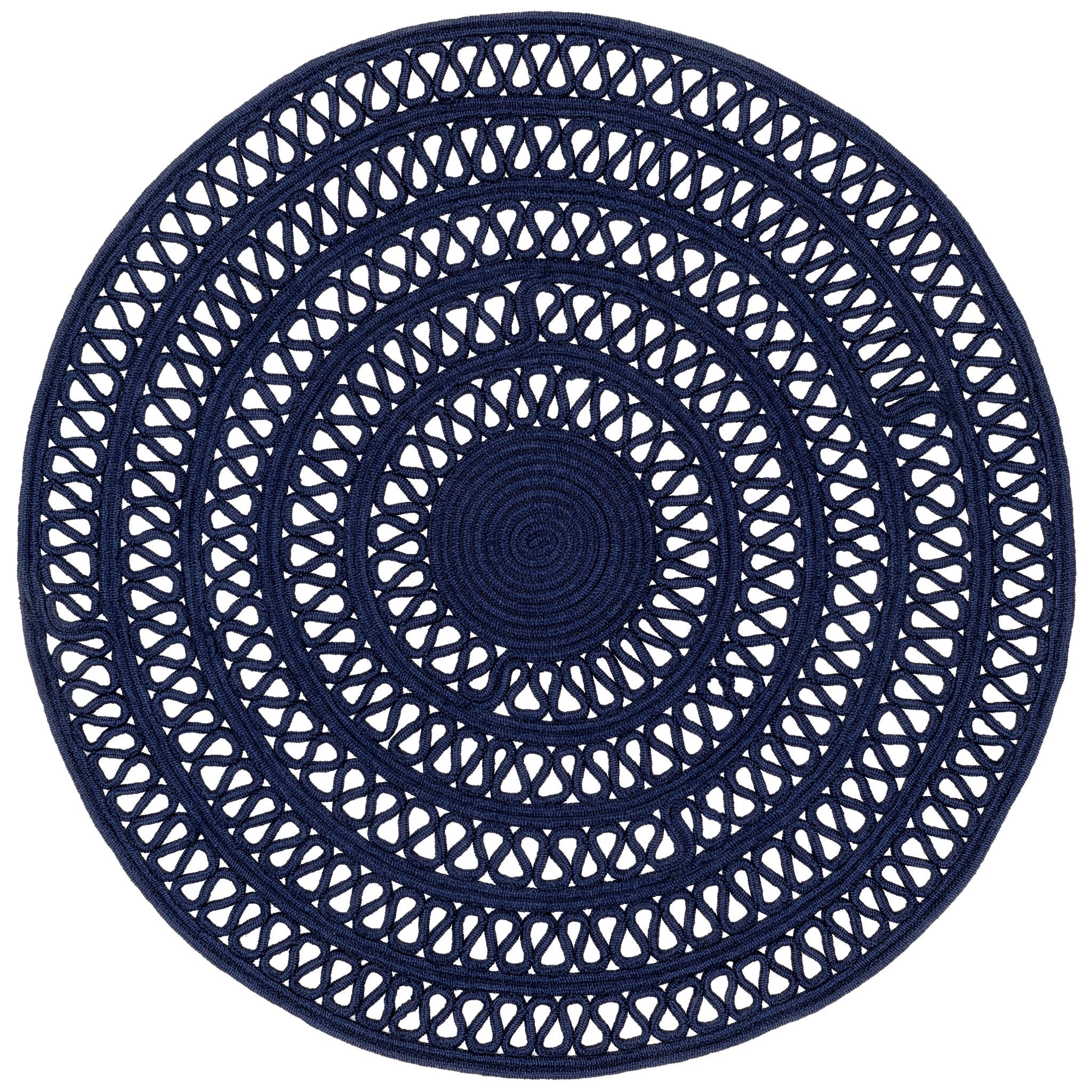 Bowline Handwoven Indoor/Outdoor Round Rug | Navy