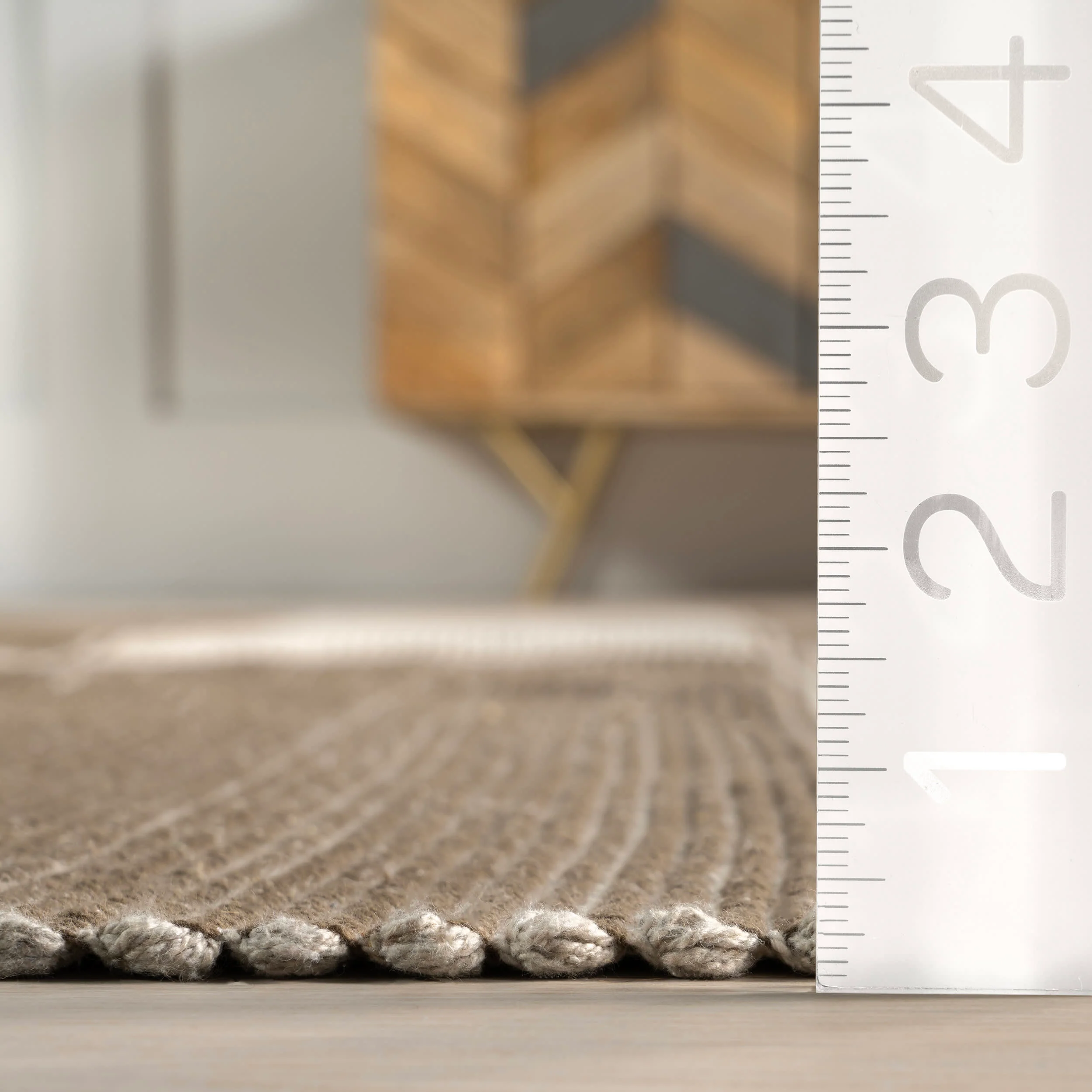 Boxelder Checked Cotton Rug | Sand - Image 4
