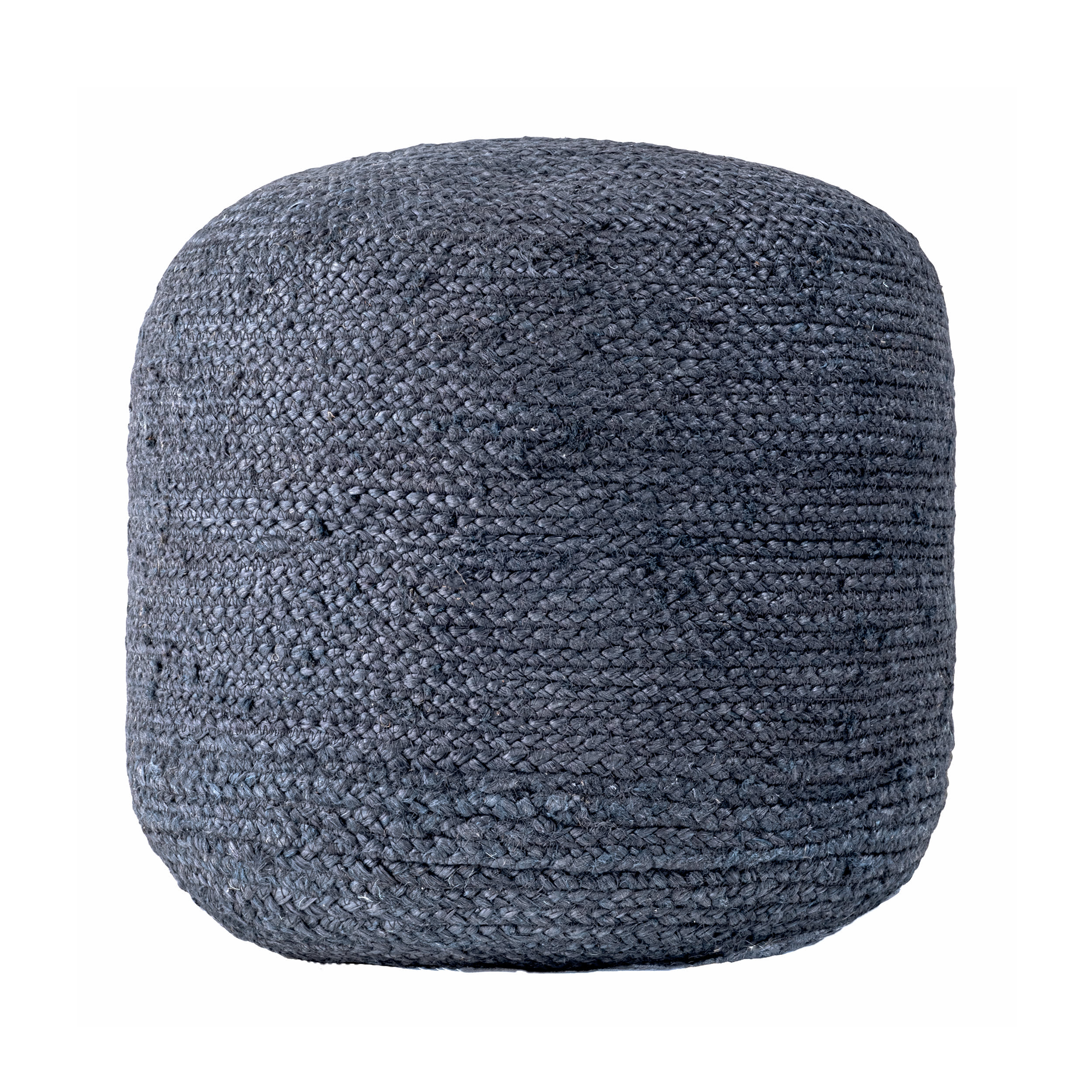Braided Jute Cable Pouf | Blue