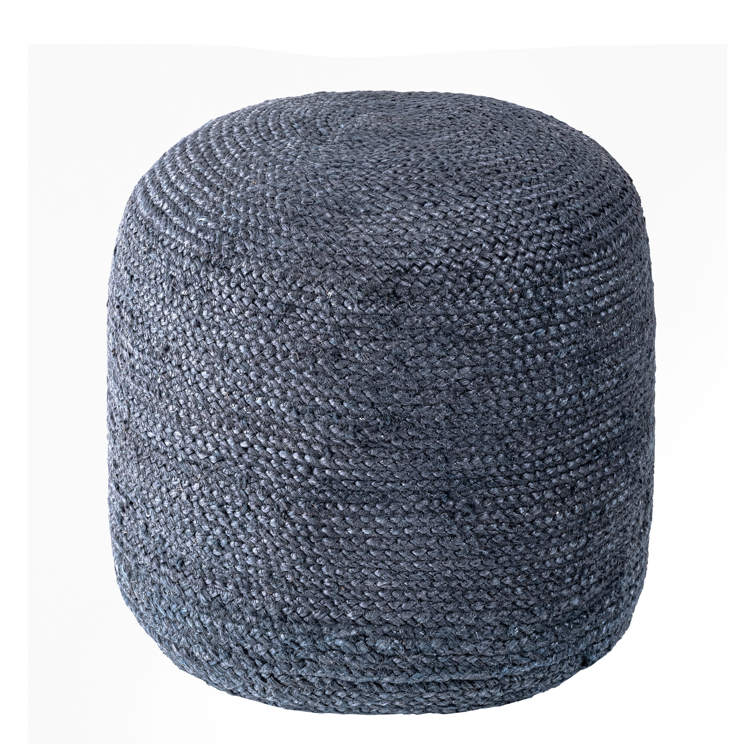 Braided Jute Cable Pouf | Blue - Image 2