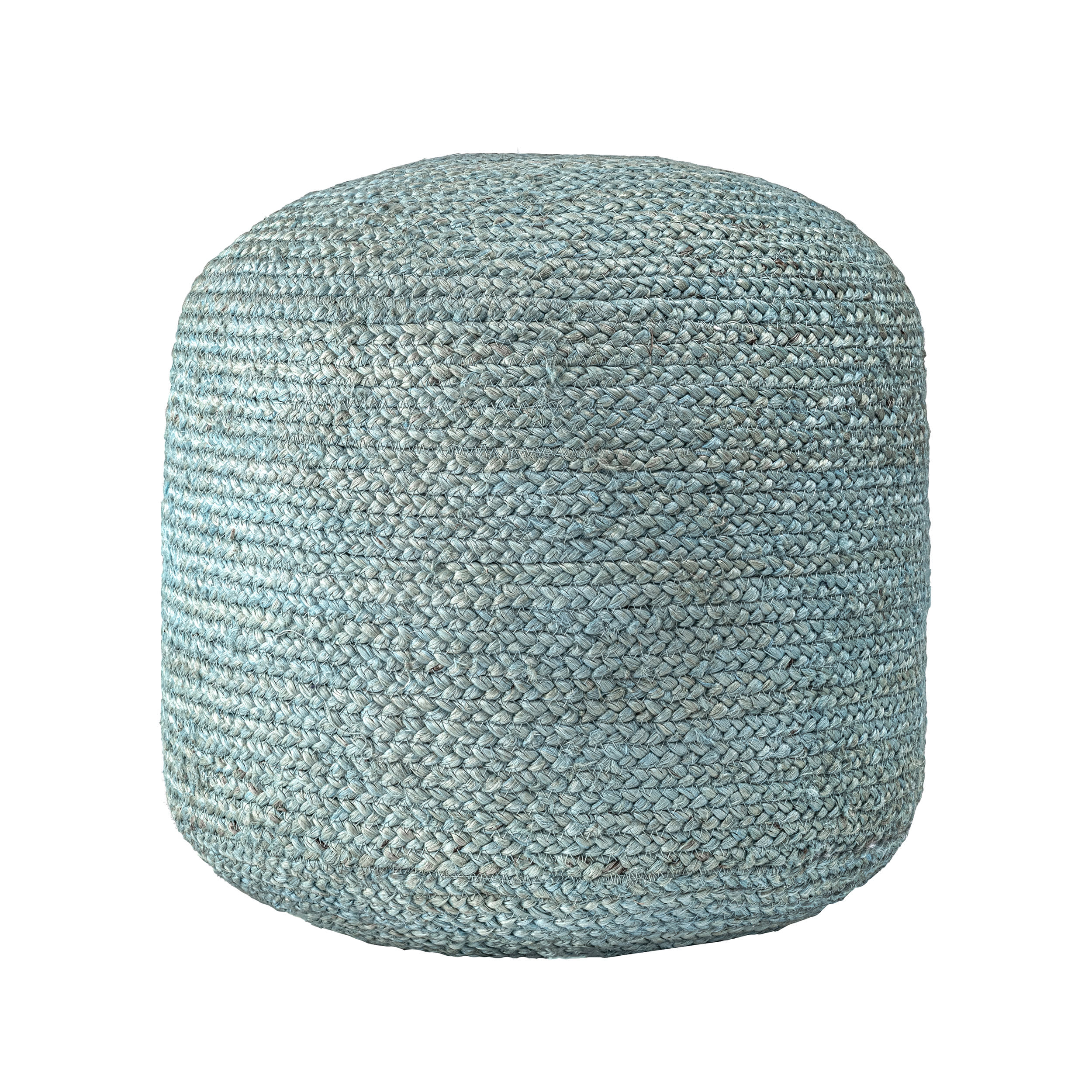 Braided Jute Cable Pouf | Green