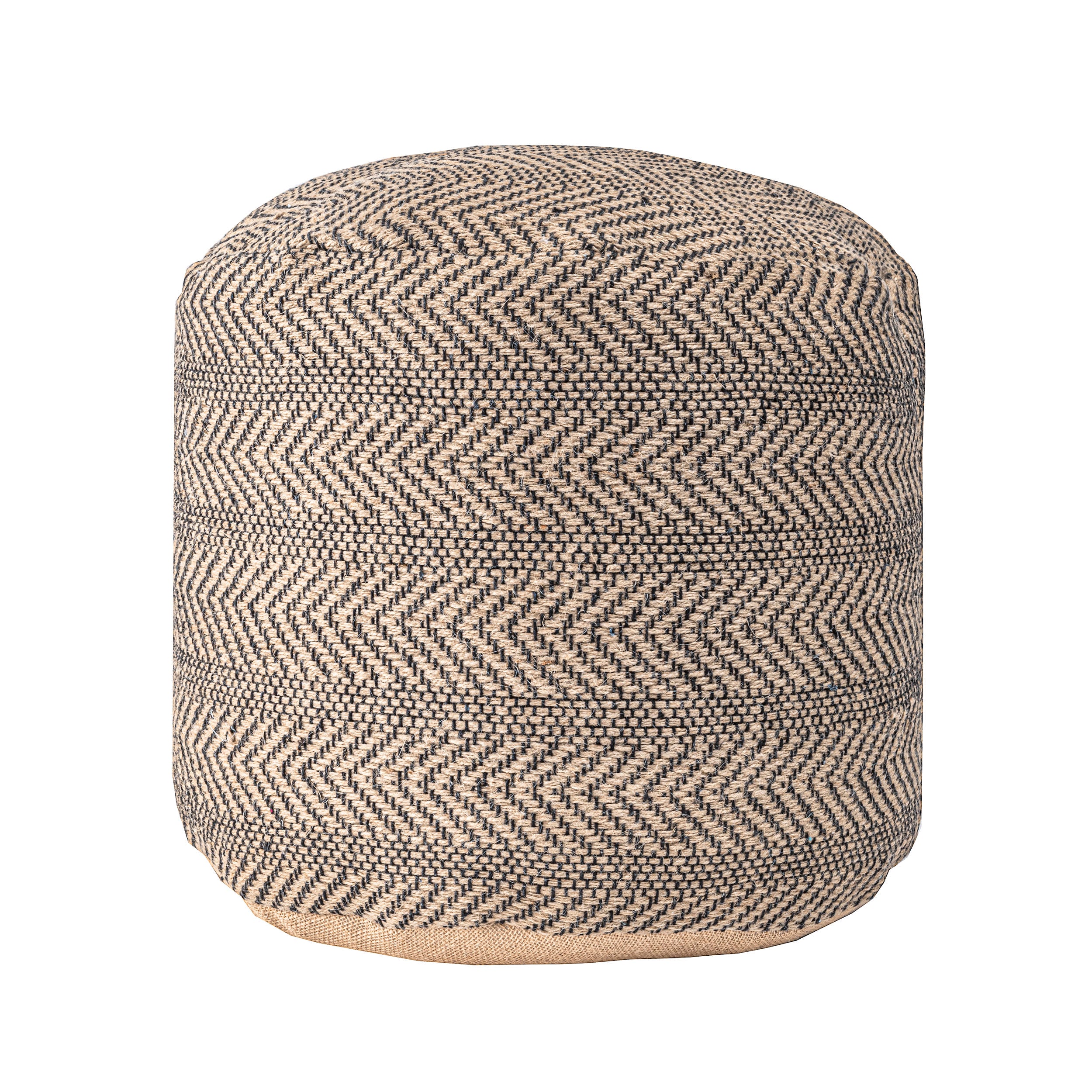Braided Jute Chevron Stripes Pouf | Natural