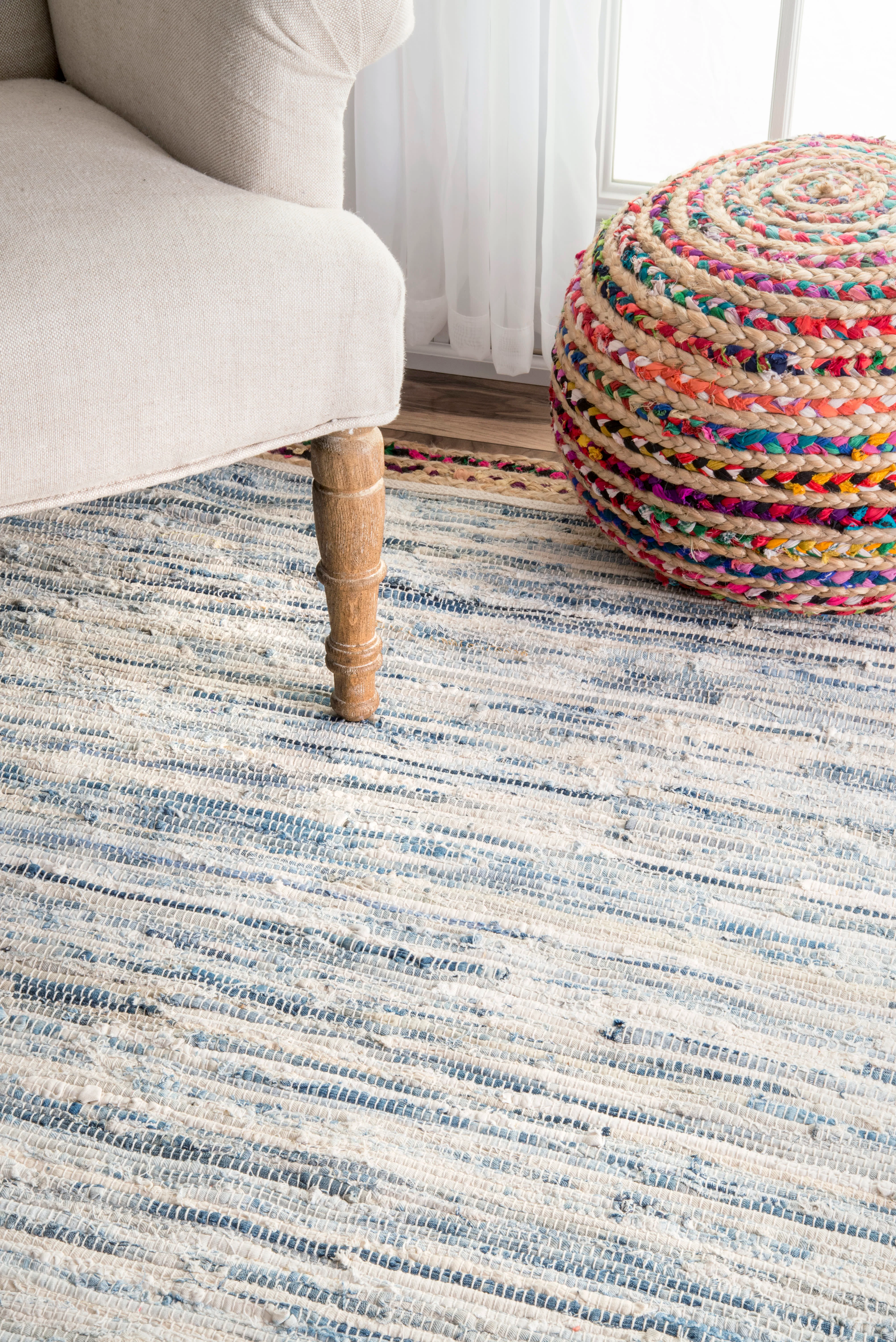 Braided Rag Rug | Light Blue - Image 3
