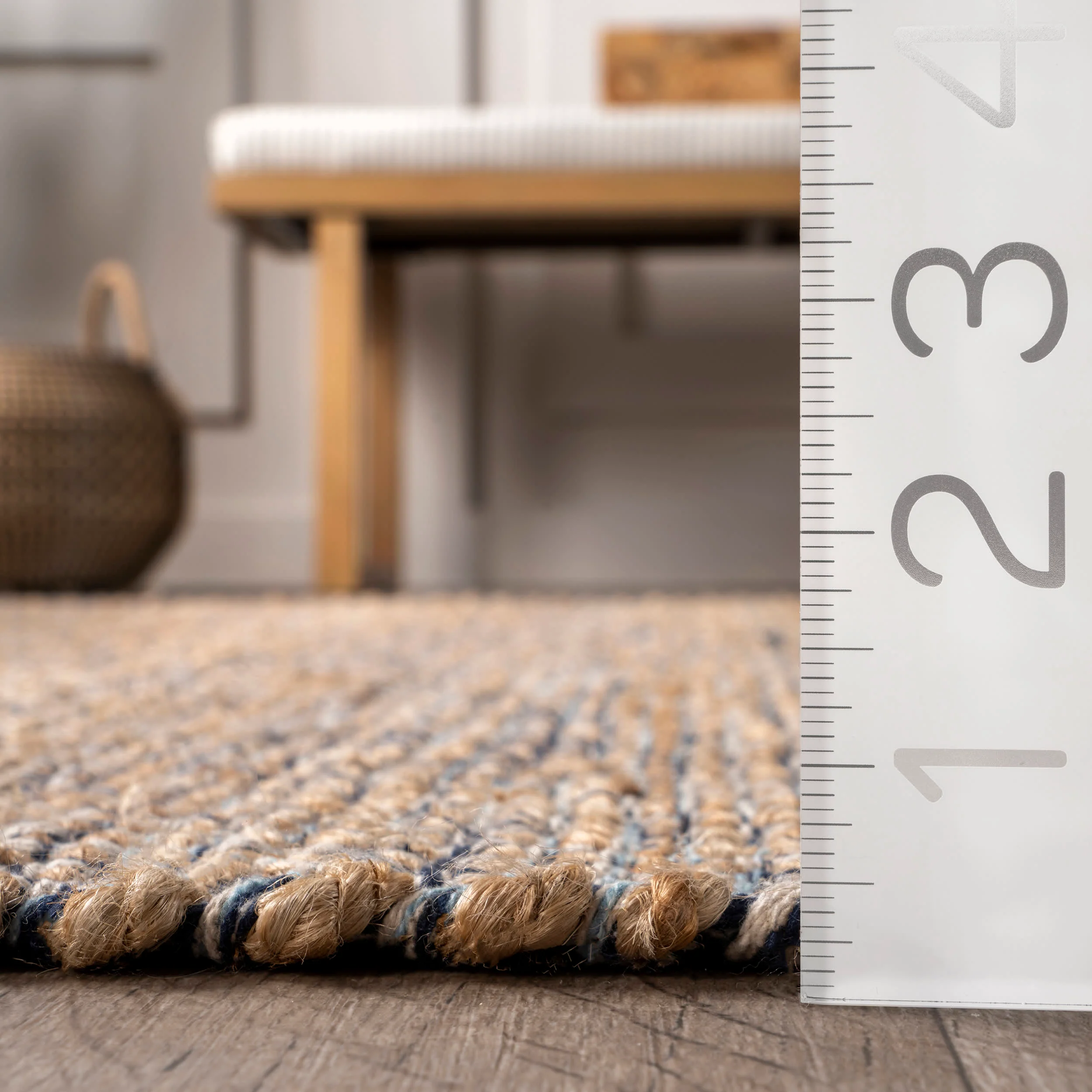 Braided Striped Jute Rug | Natural - Image 5