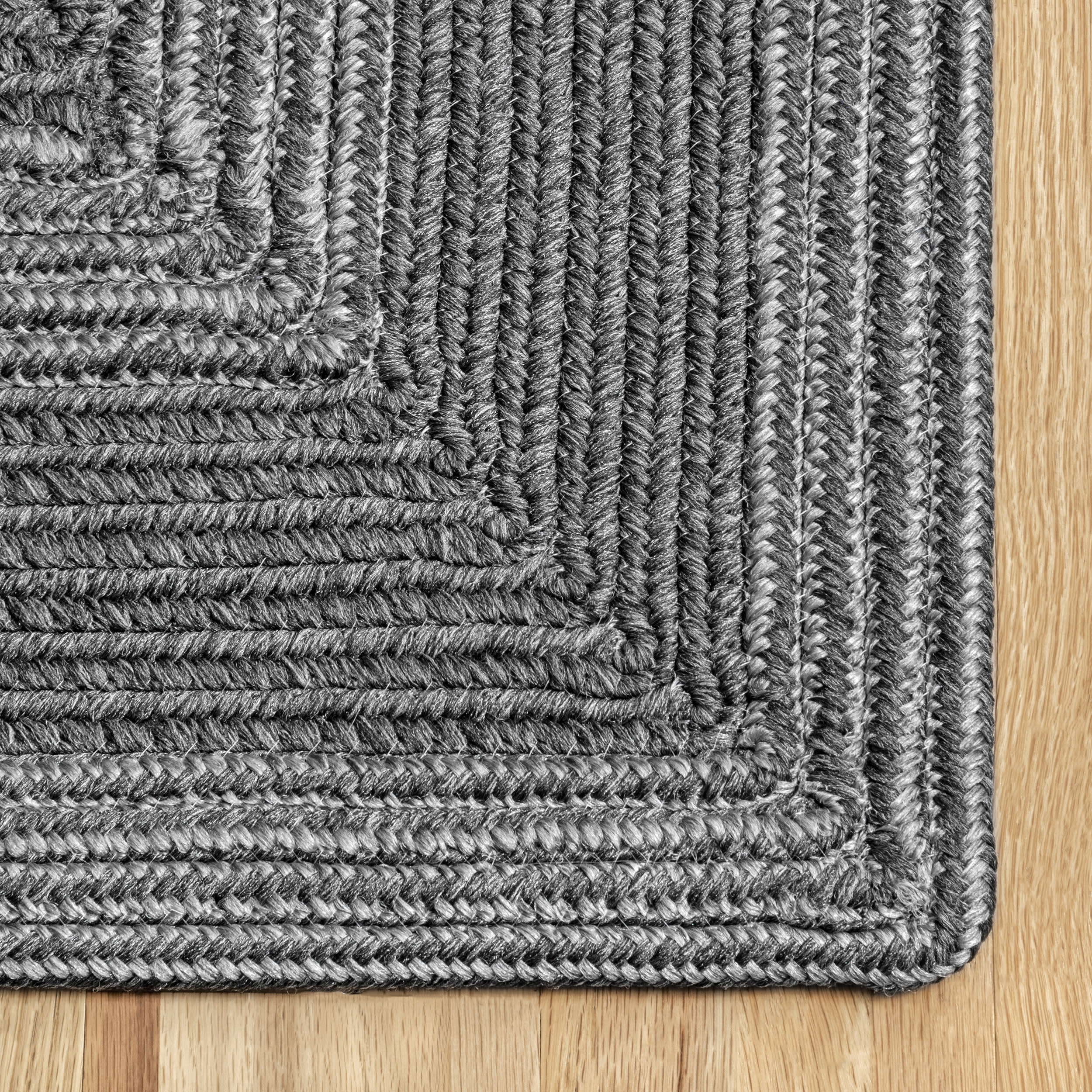 Braided Texture Indoor/Outdoor Rug | Charcoal - Image 3