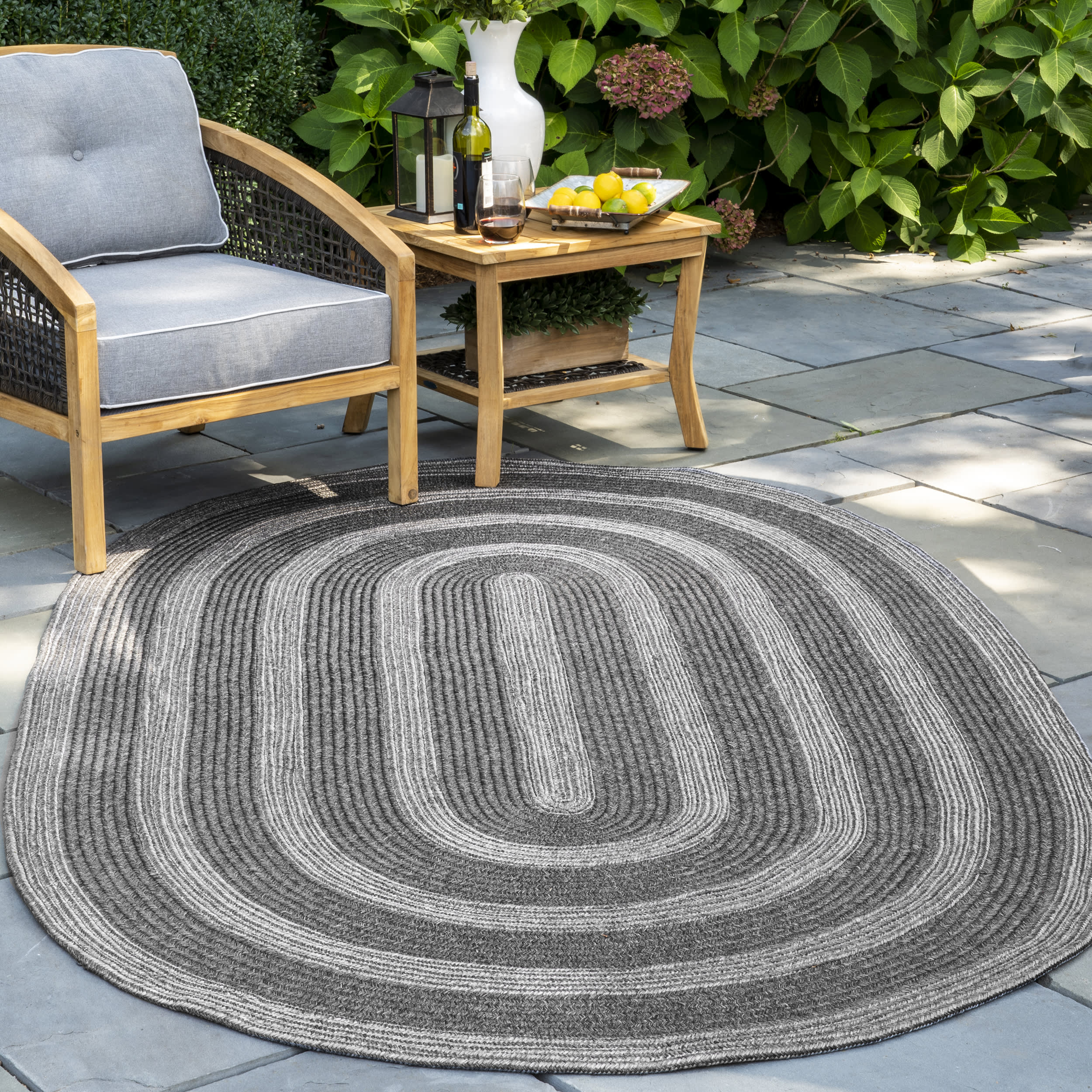 Braided Texture Indoor/Outdoor Rug | Charcoal - Image 2