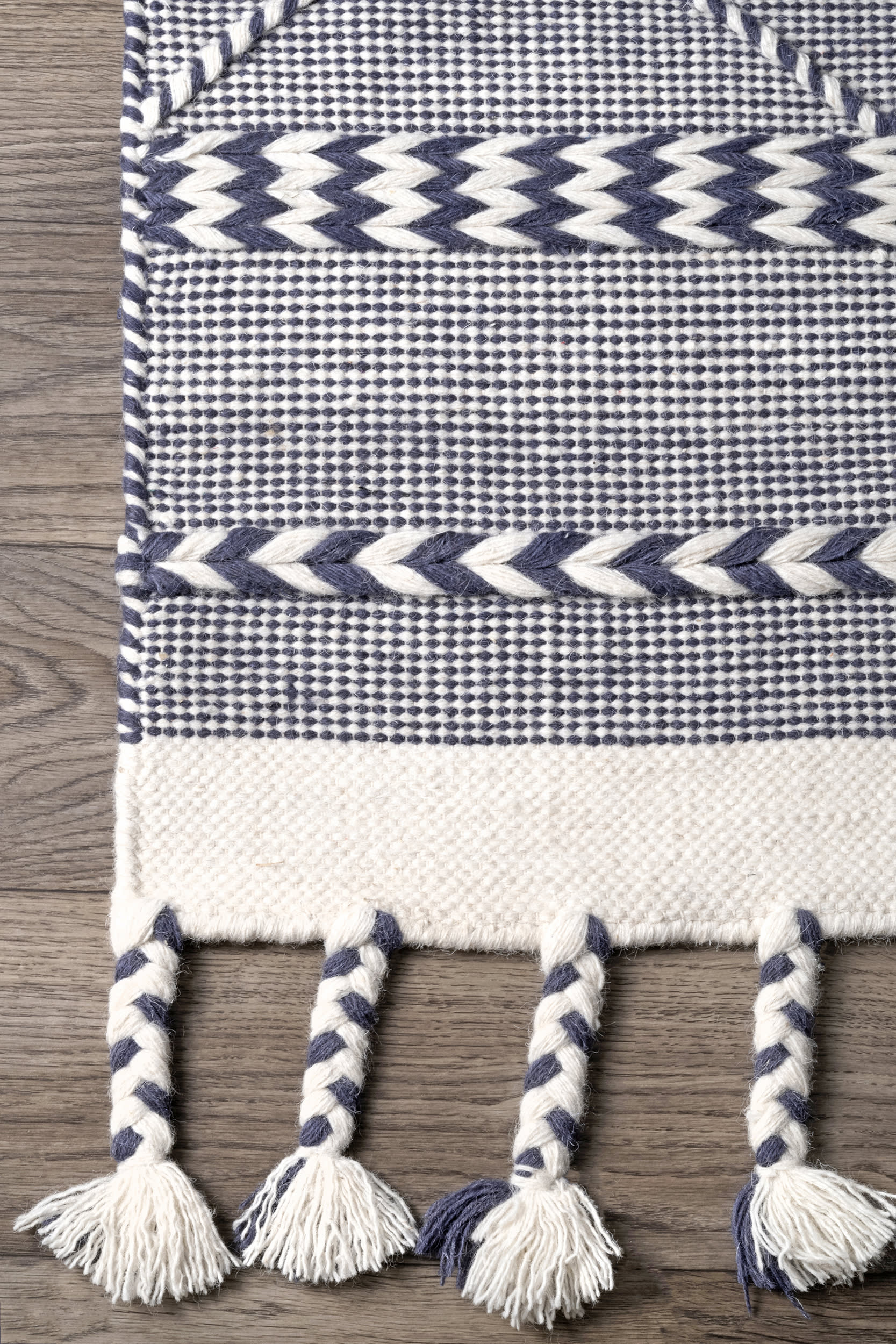 Braided Trellis Tassel Rug | Blue - Image 3