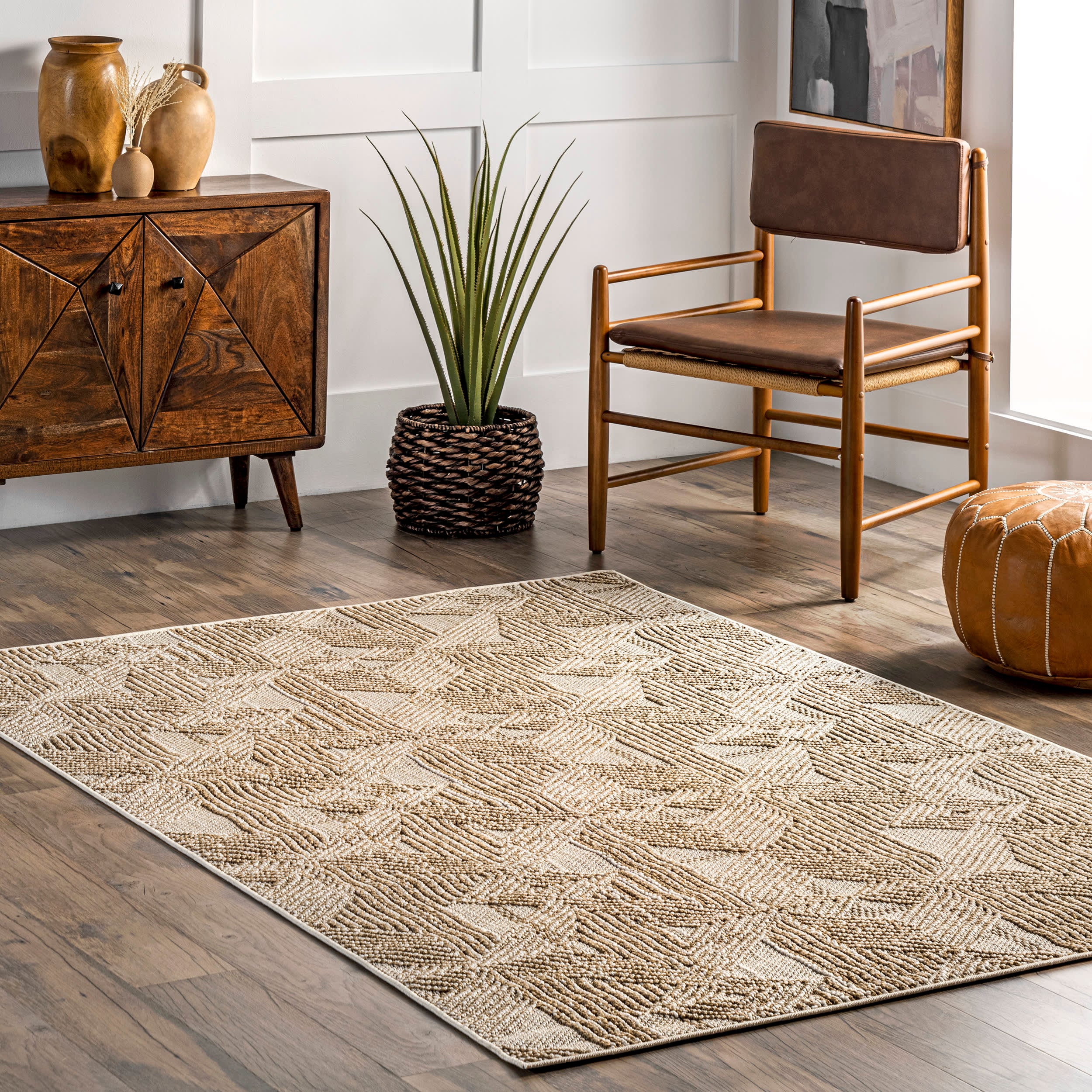 Brandy Diamond Striped Rug | Beige - Image 2