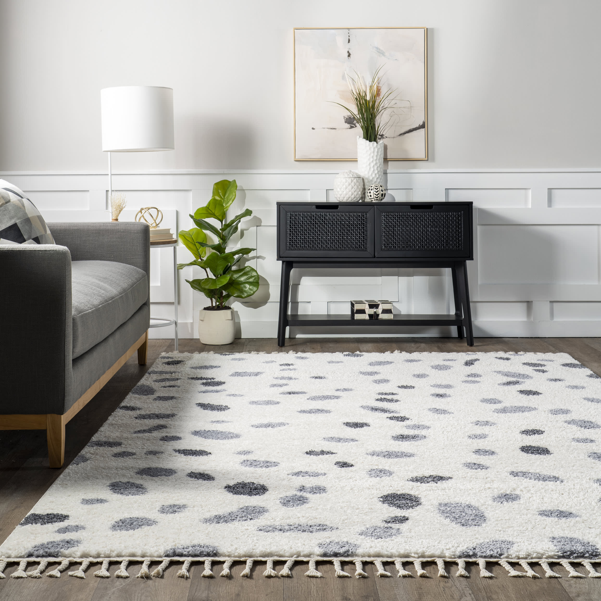 Brea Speckled Tasseled Rug | Beige - Image 4