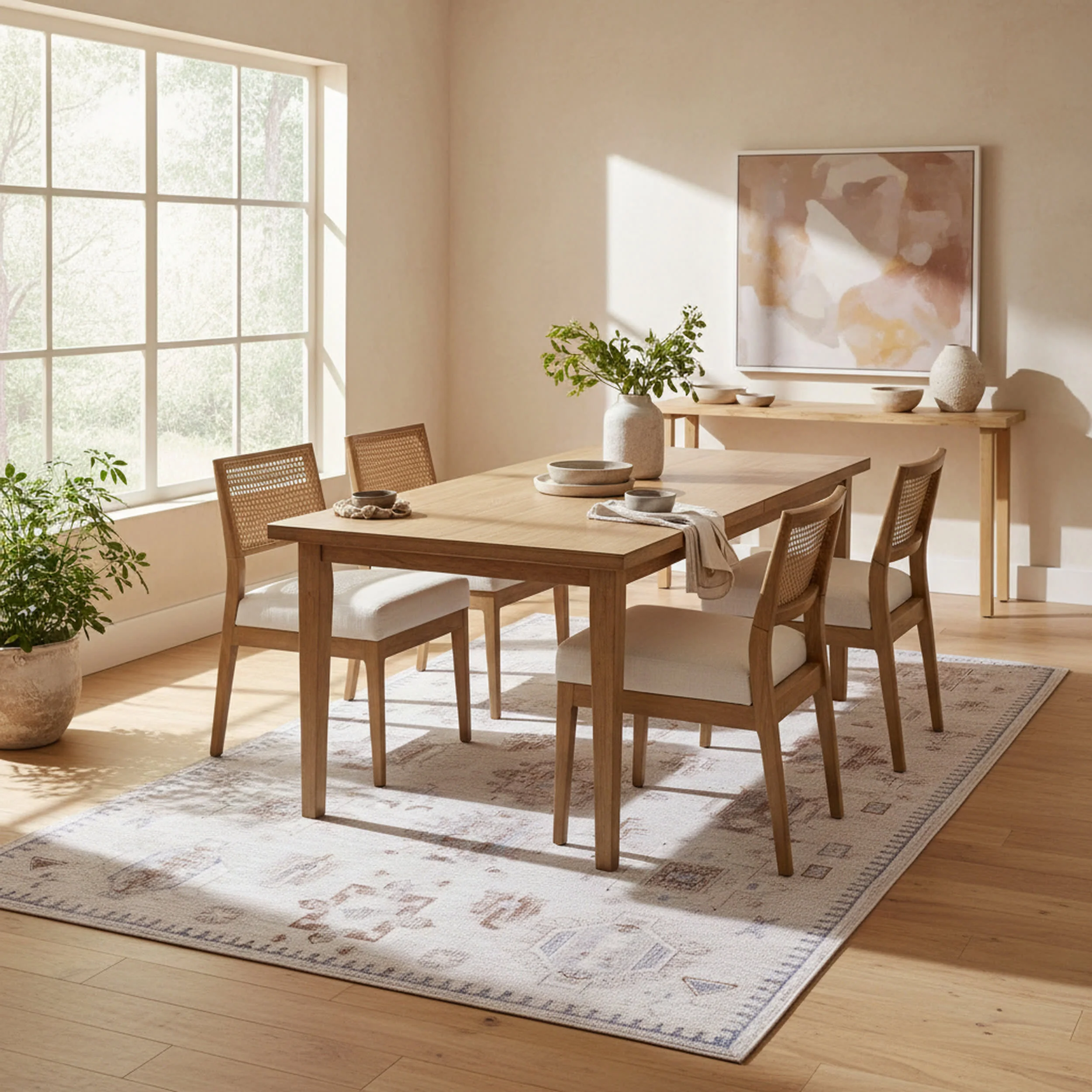Brenda Hazy Heraldry Spill Proof Washable Rug | Beige - Image 6