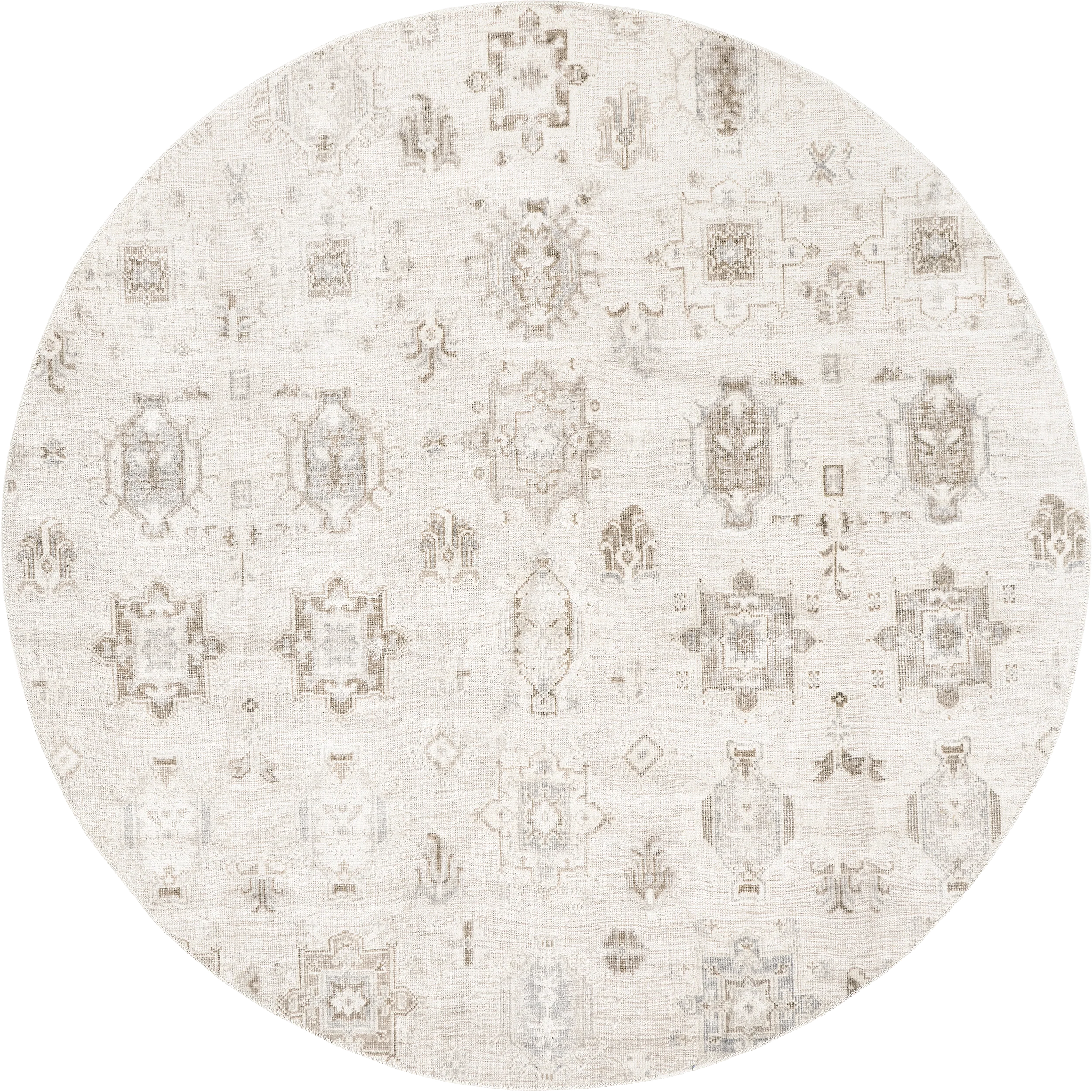 Brenda Hazy Heraldry Washable Rug | Beige