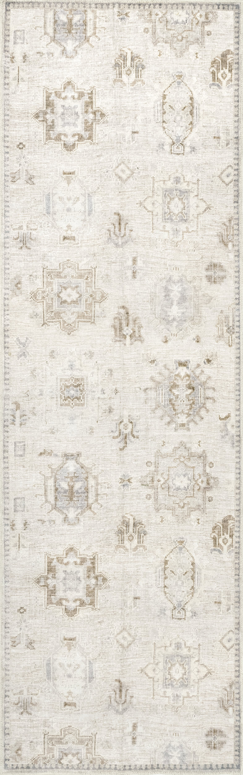 Brenda Hazy Heraldry Washable Rug | Beige