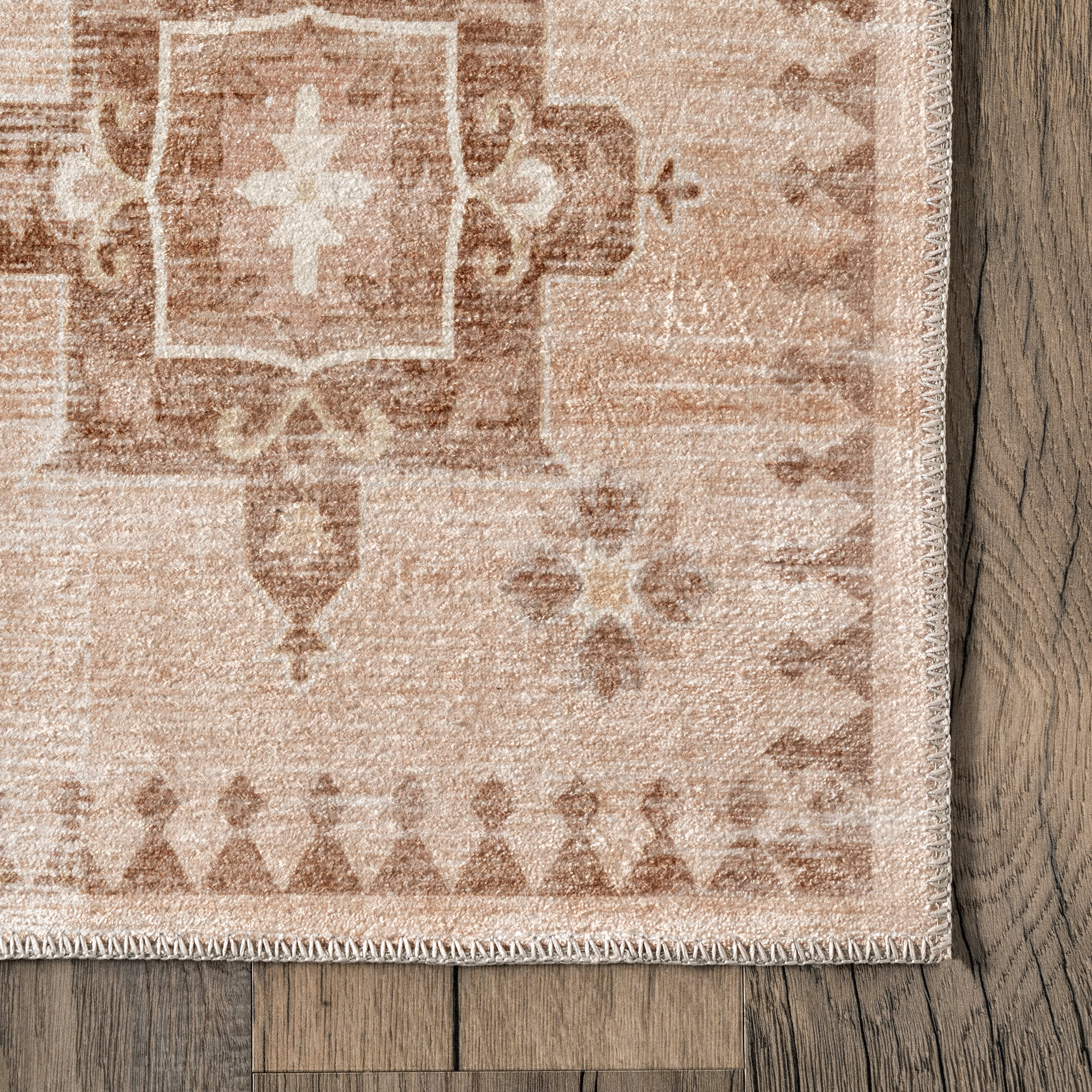 Brenda Hazy Heraldry Washable Rug | Peach - Image 3
