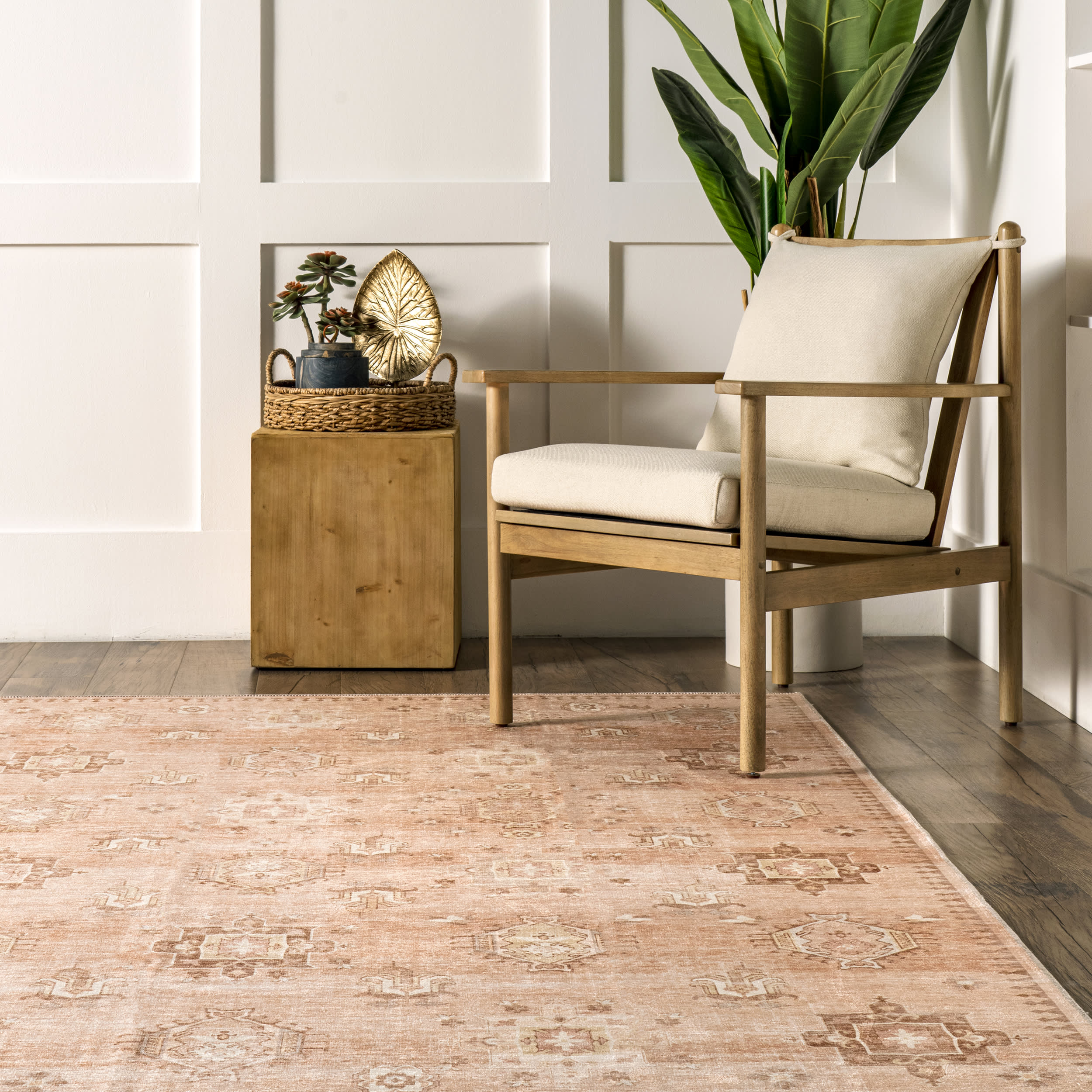 Brenda Hazy Heraldry Washable Rug | Peach - Image 4