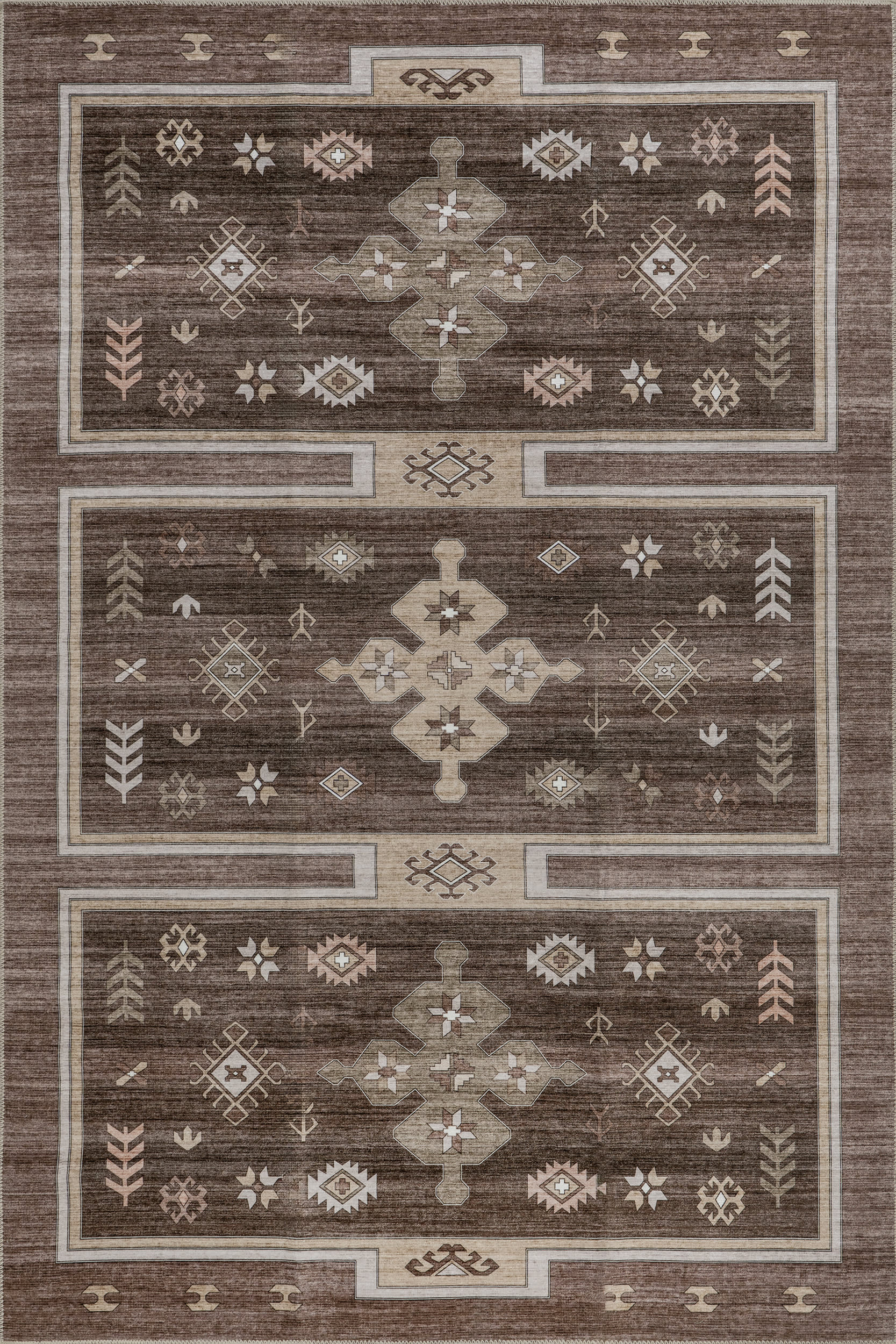 Briar Geometric Spill Proof Washable Rug | Dark Brown