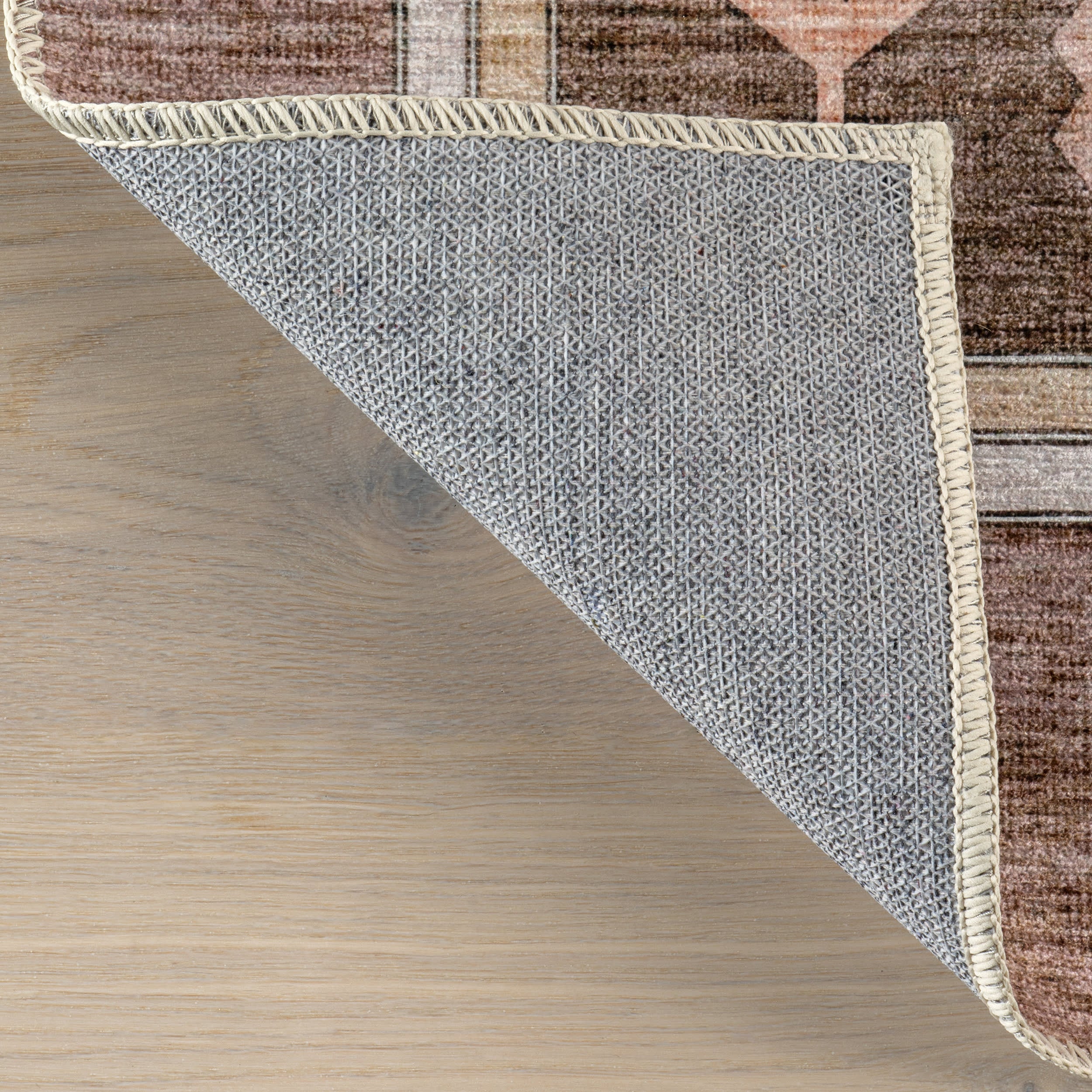Briar Geometric Spill Proof Washable Rug | Dark Brown - Image 7