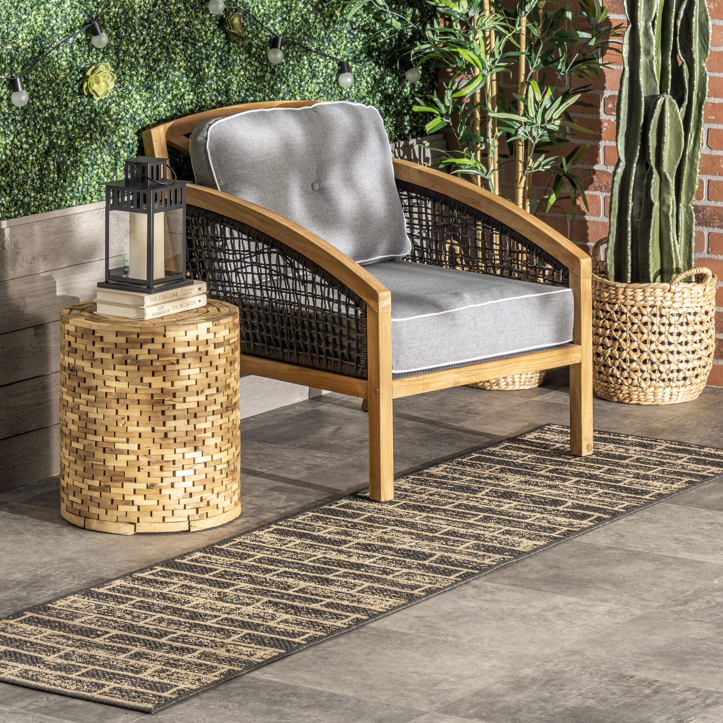Brickwork Indoor/Outdoor Rug | Charcoal - Image 2