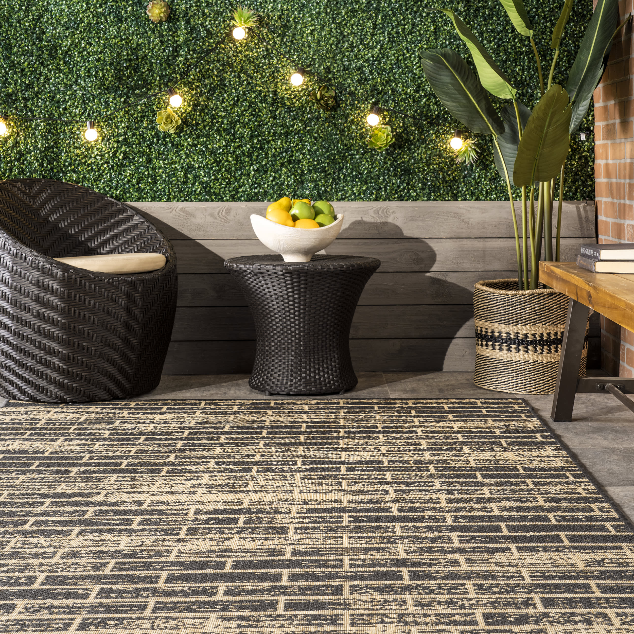 Brickwork Indoor/Outdoor Rug | Charcoal - Image 4