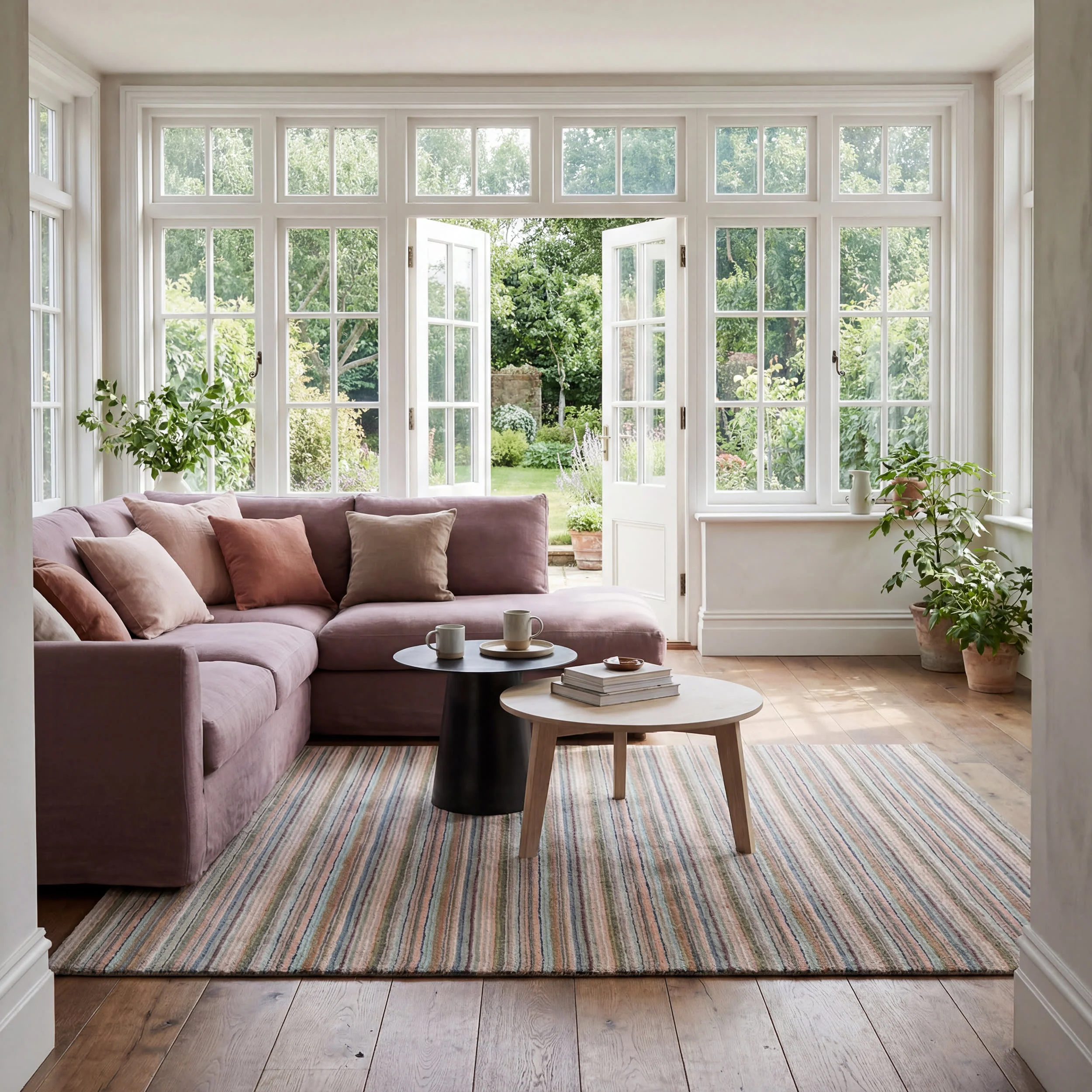 Brindle Stripe Hand Loom Knotted Wool Rug | Clay - Image 2