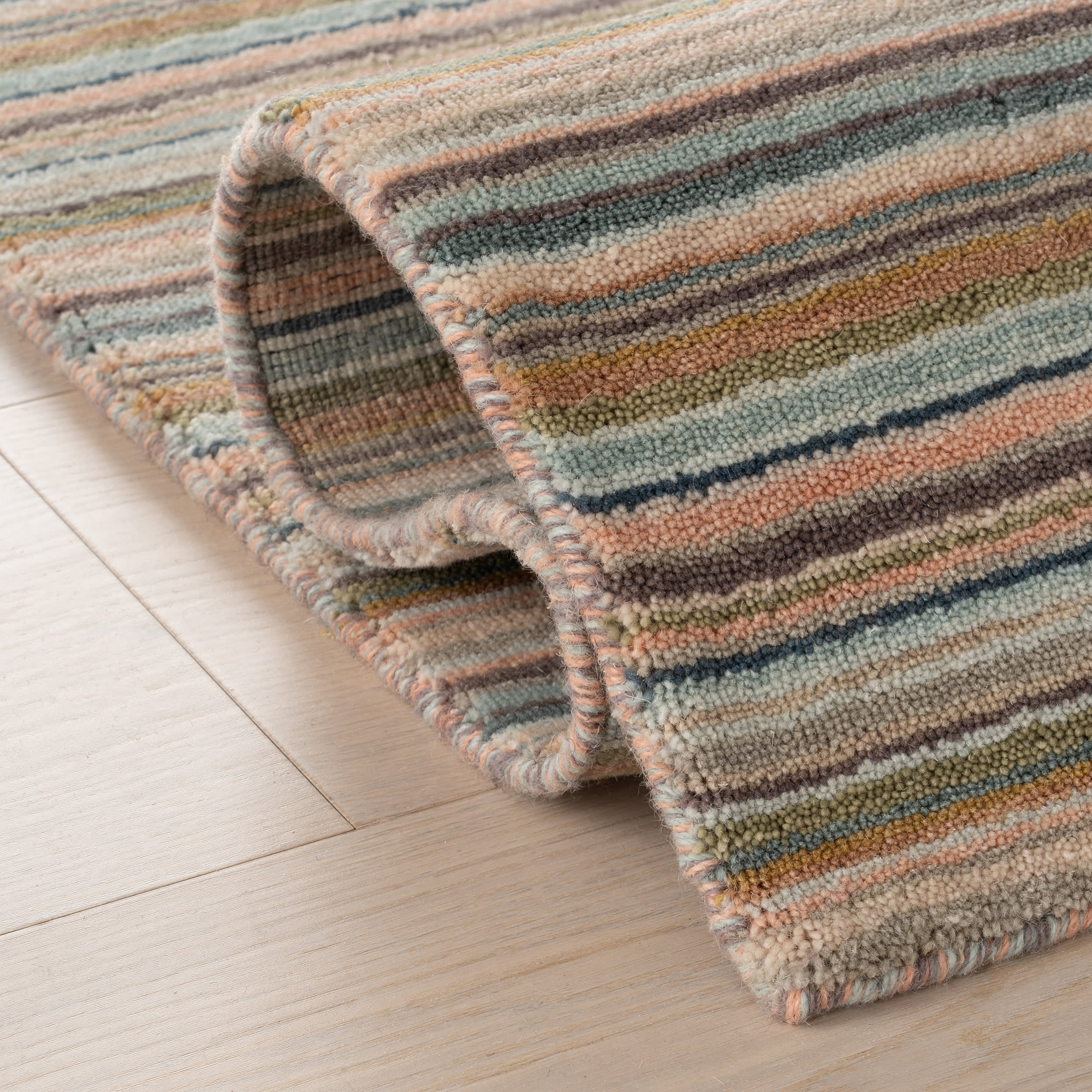 Brindle Stripe Hand Loom Knotted Wool Rug | Clay - Image 5