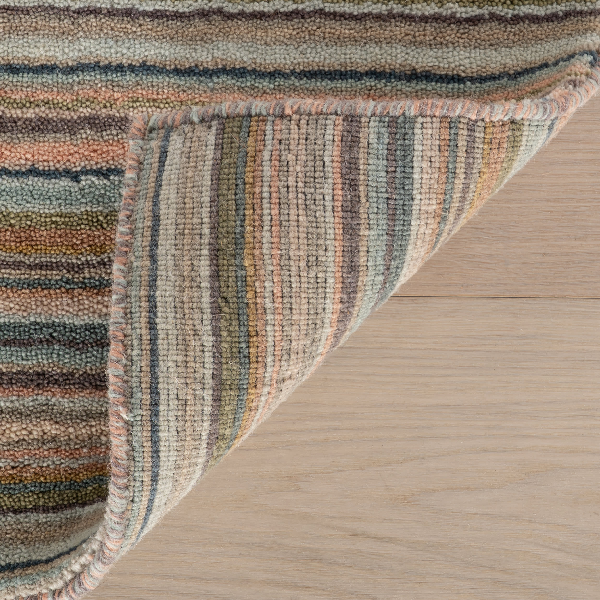 Brindle Stripe Hand Loom Knotted Wool Rug | Clay - Image 9