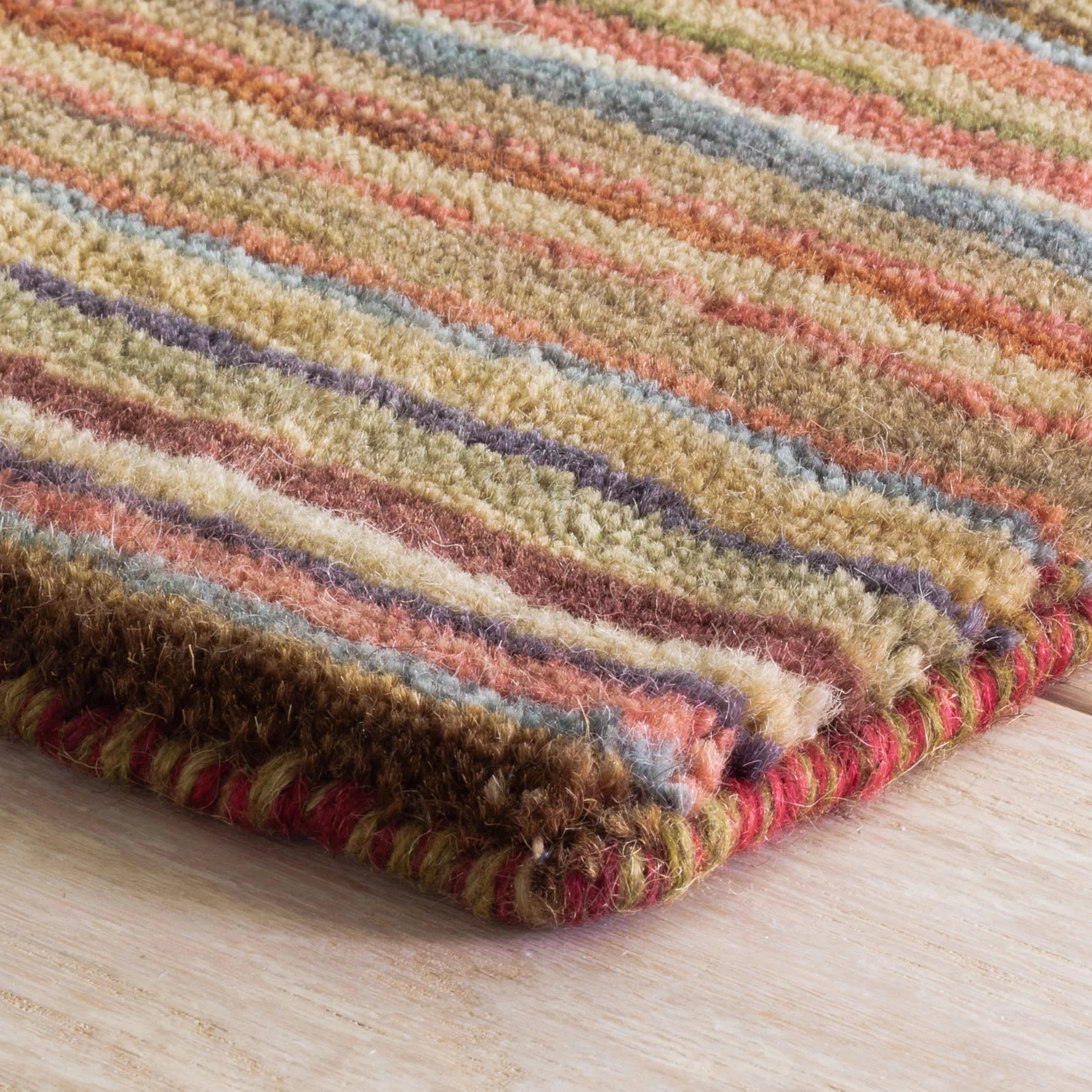 Brindle Stripe Hand Loom Knotted Wool Rug | Spice - Image 3